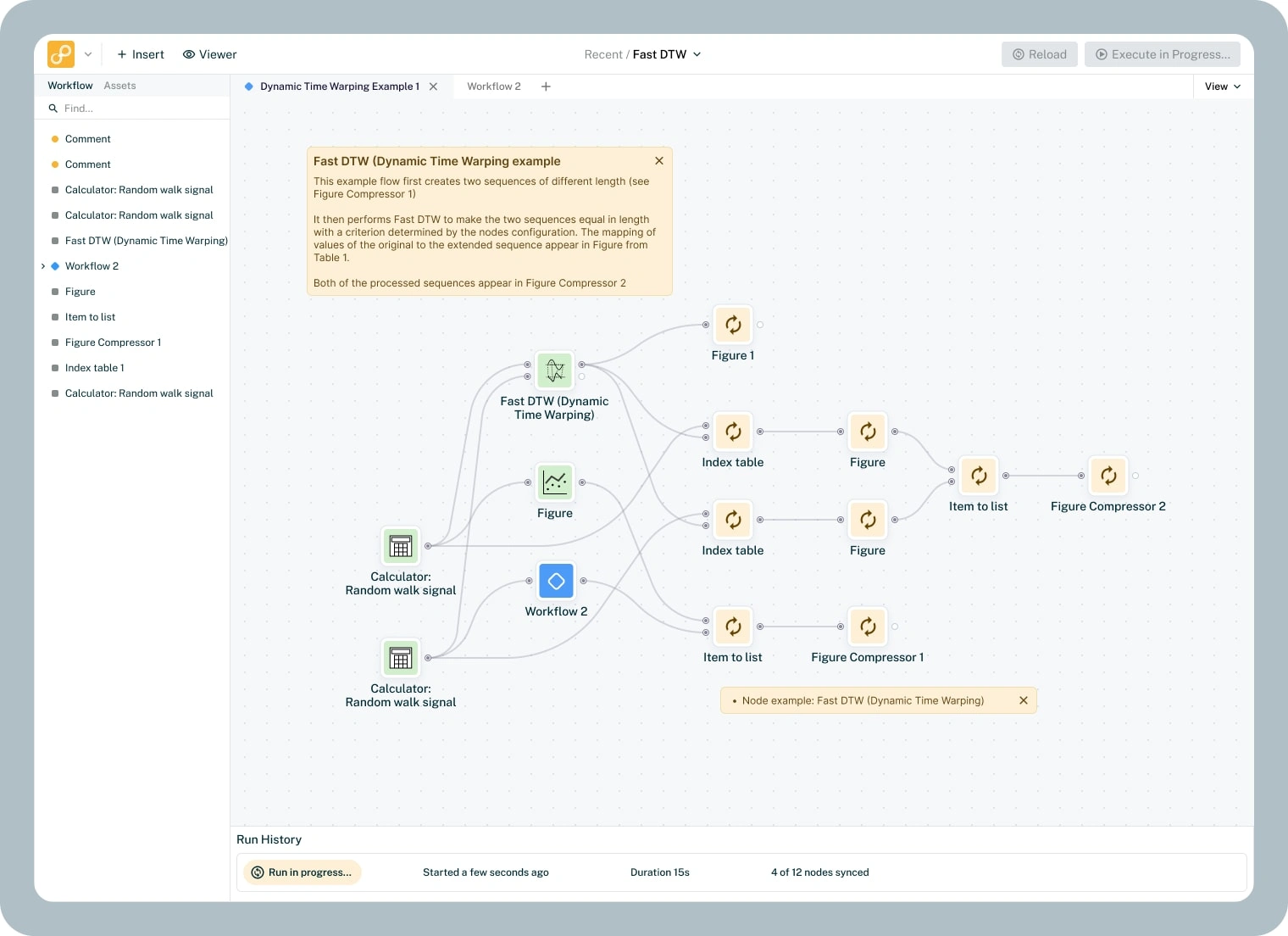 Execute in progress. Node icons change to indicate that a execute is in progress