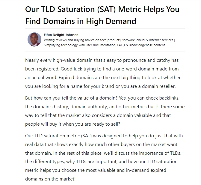 Documentation for ExpiredDomains.com SAT metric