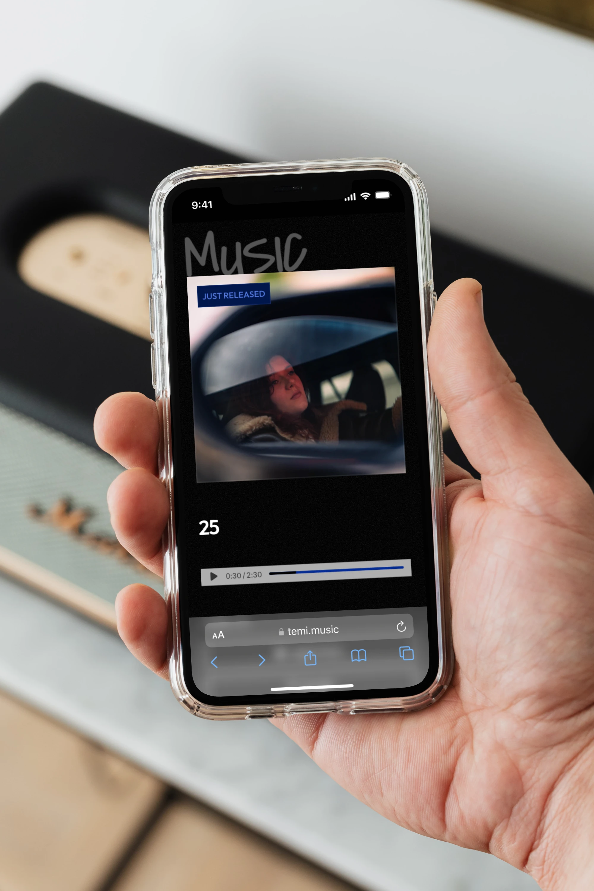 Section with music player - mobile version