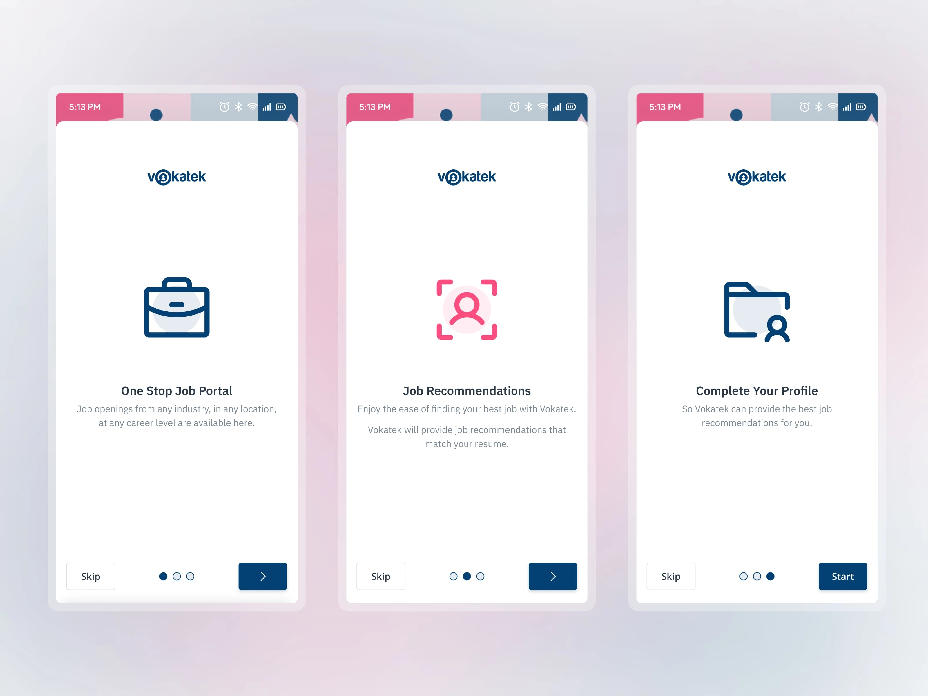 Onboarding screens