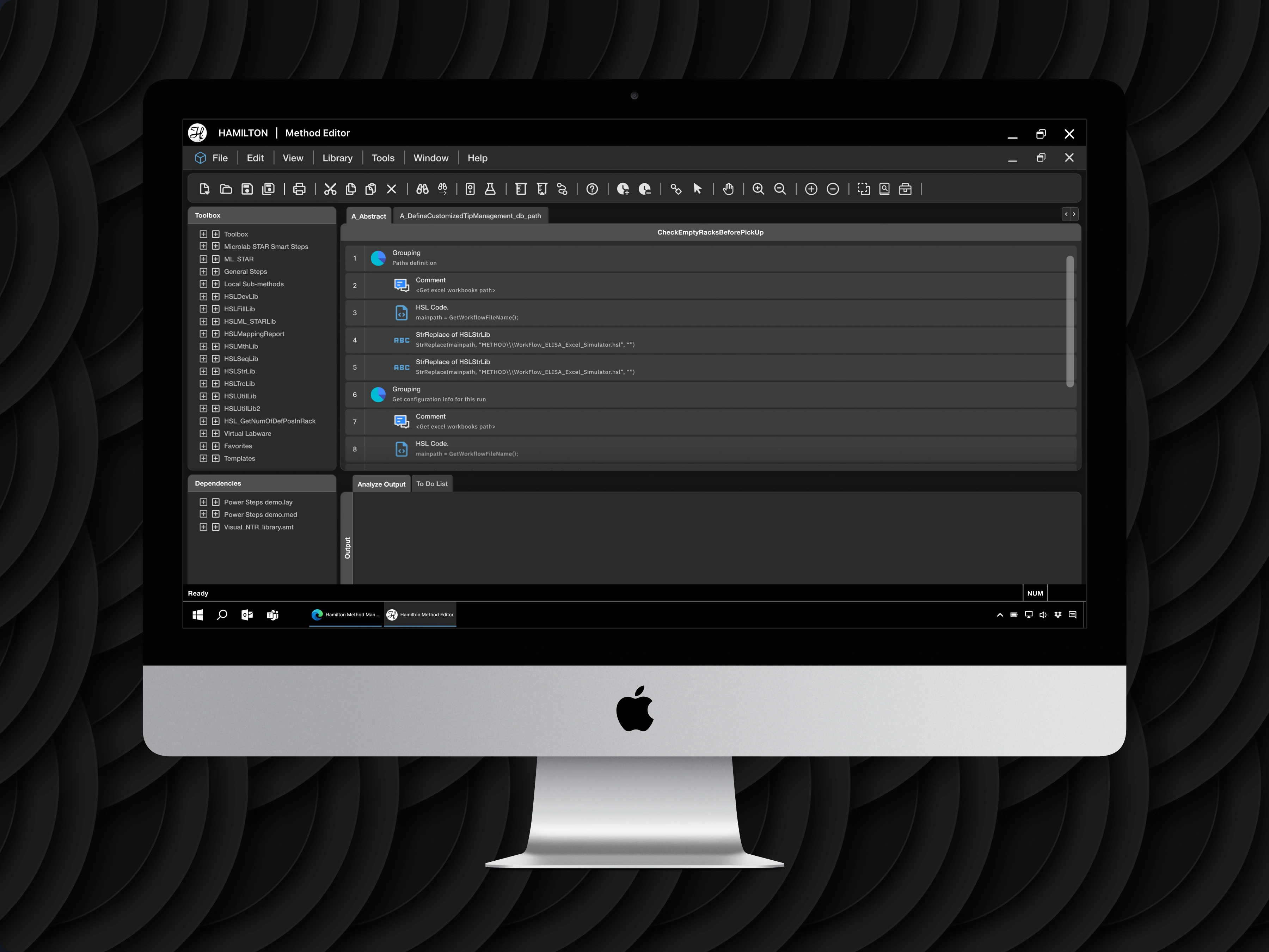 Hamilton Company's Method Editor (Custom Software) Dark Theme