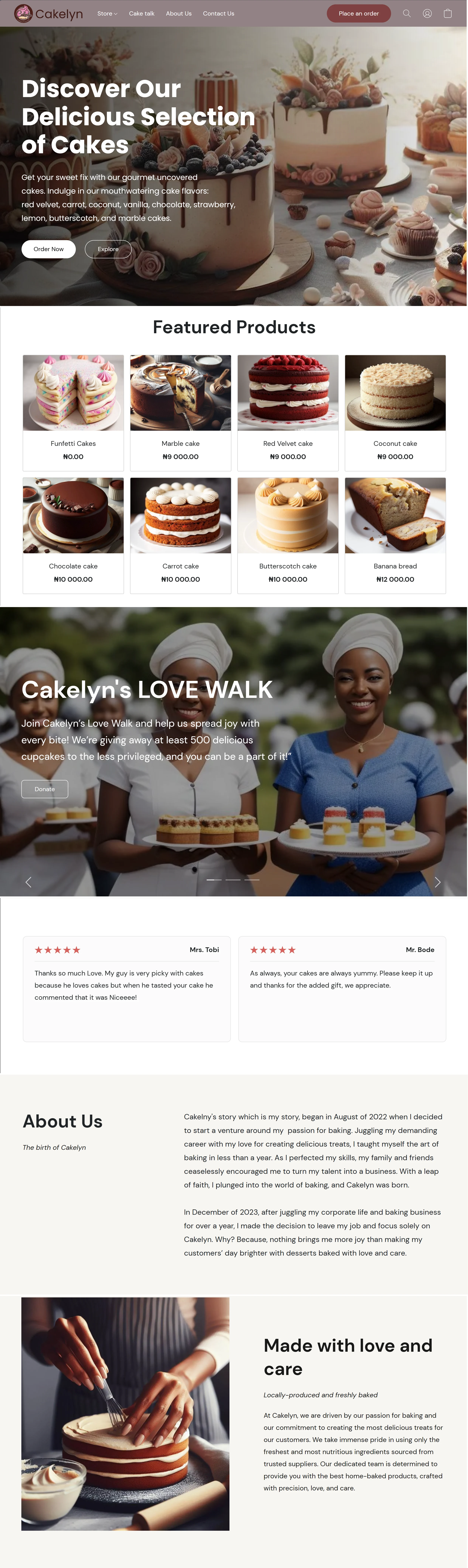 Final website design - 100% functional. www.Cakelyn.com