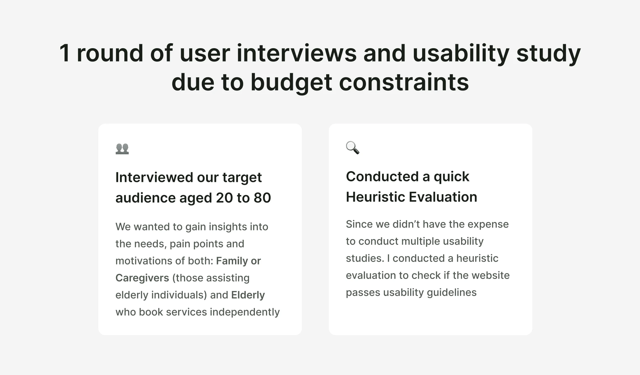 1 round of Usability Study due to budget constraints