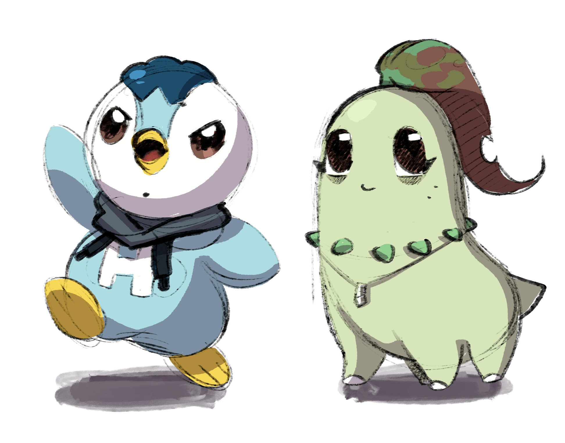 Pokemon Mystery Dungeon - Piplup & Chikorita