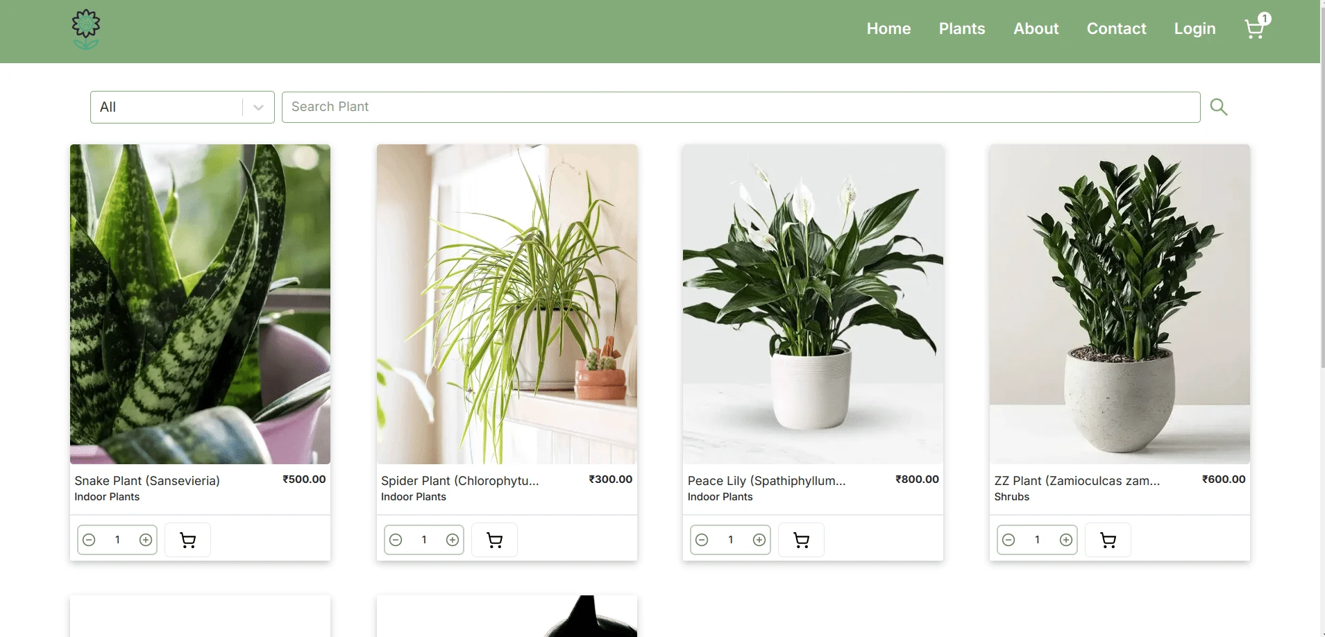 Plants list Page