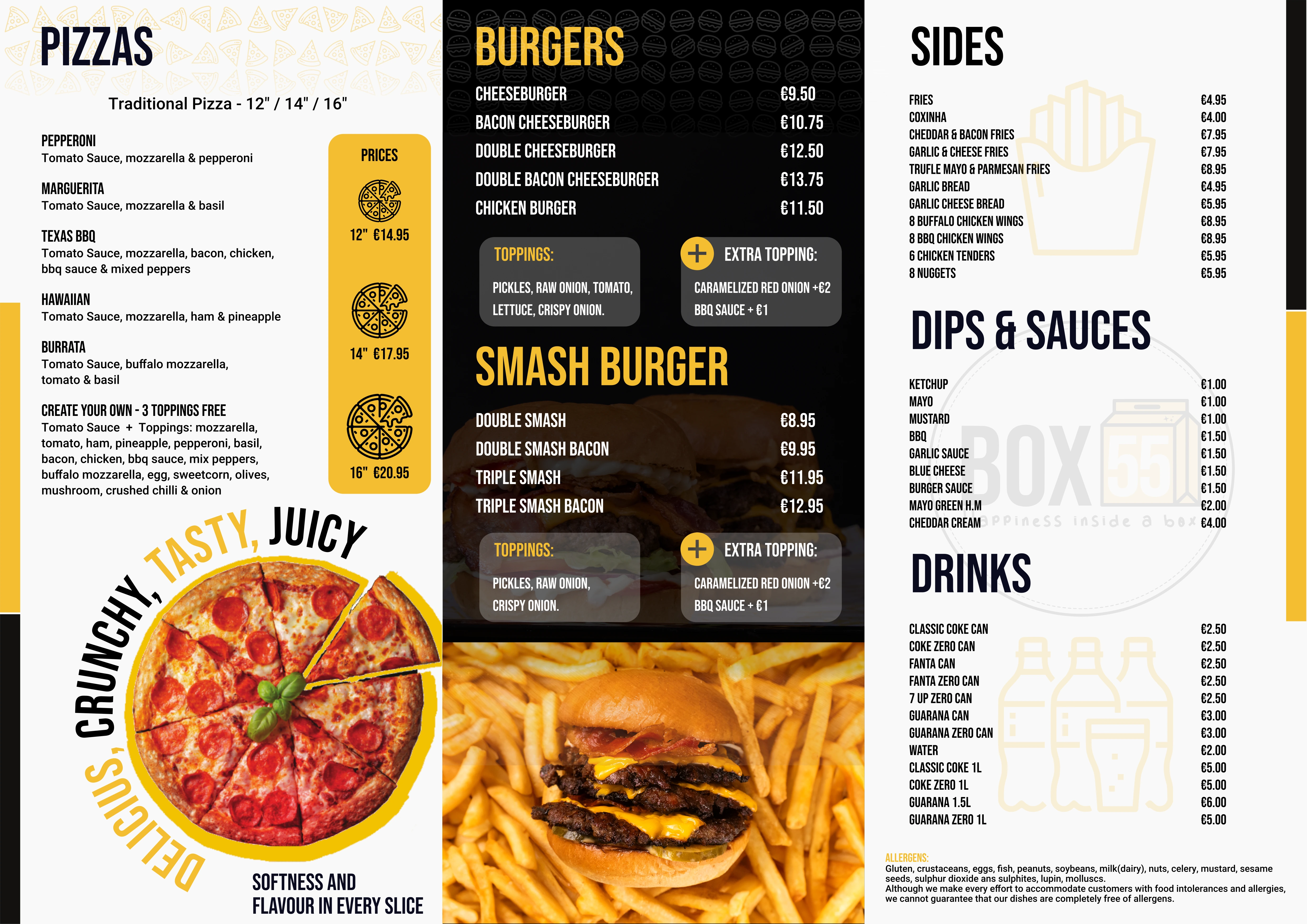 A3 size menu, used in the restaurant