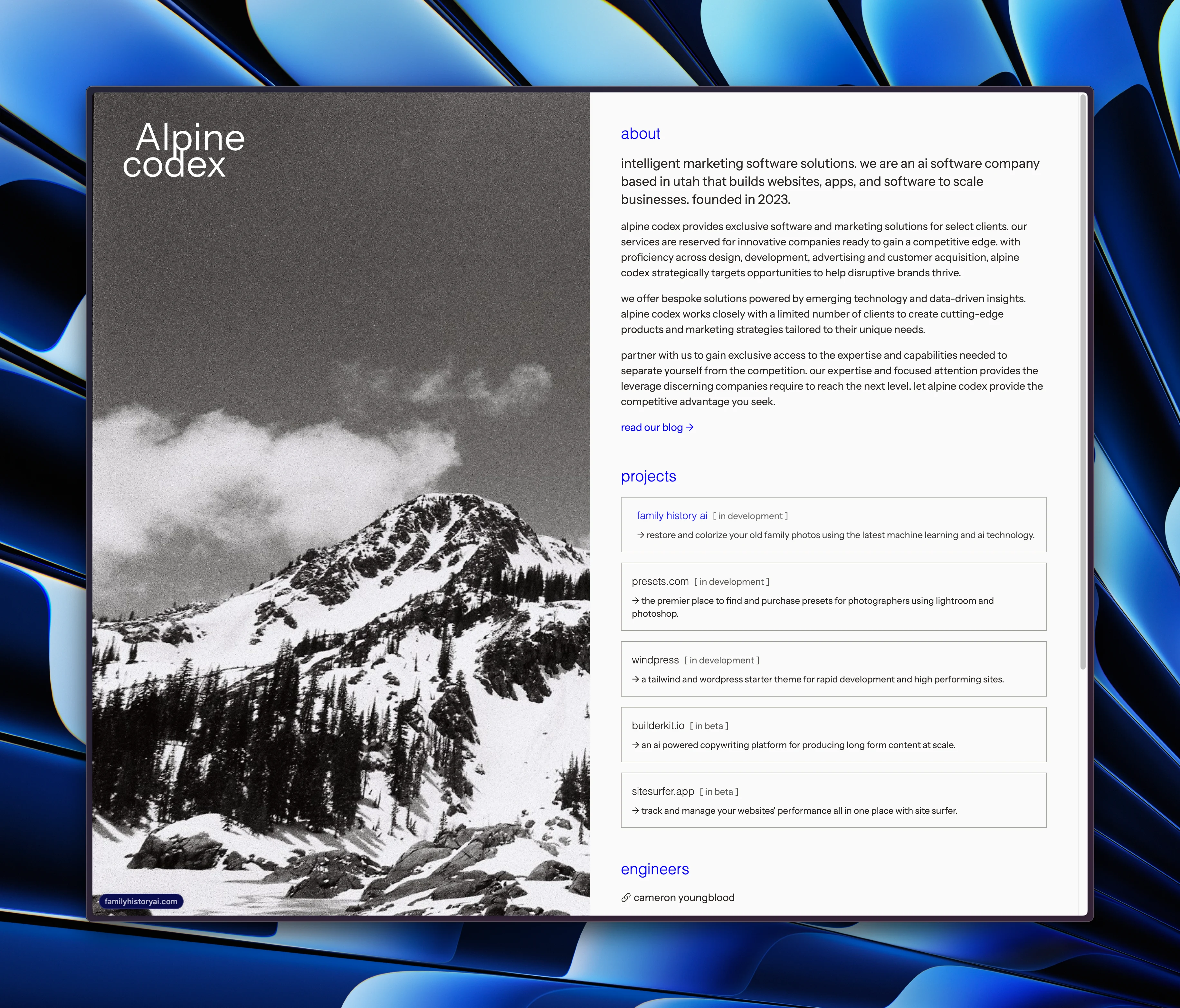 Alpine Codex Website