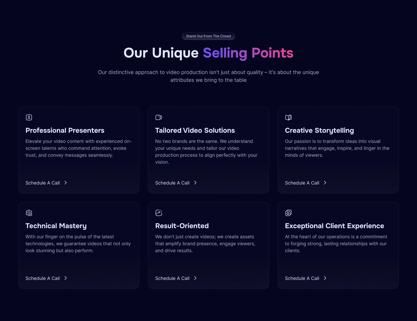 Unique Selling Points Section