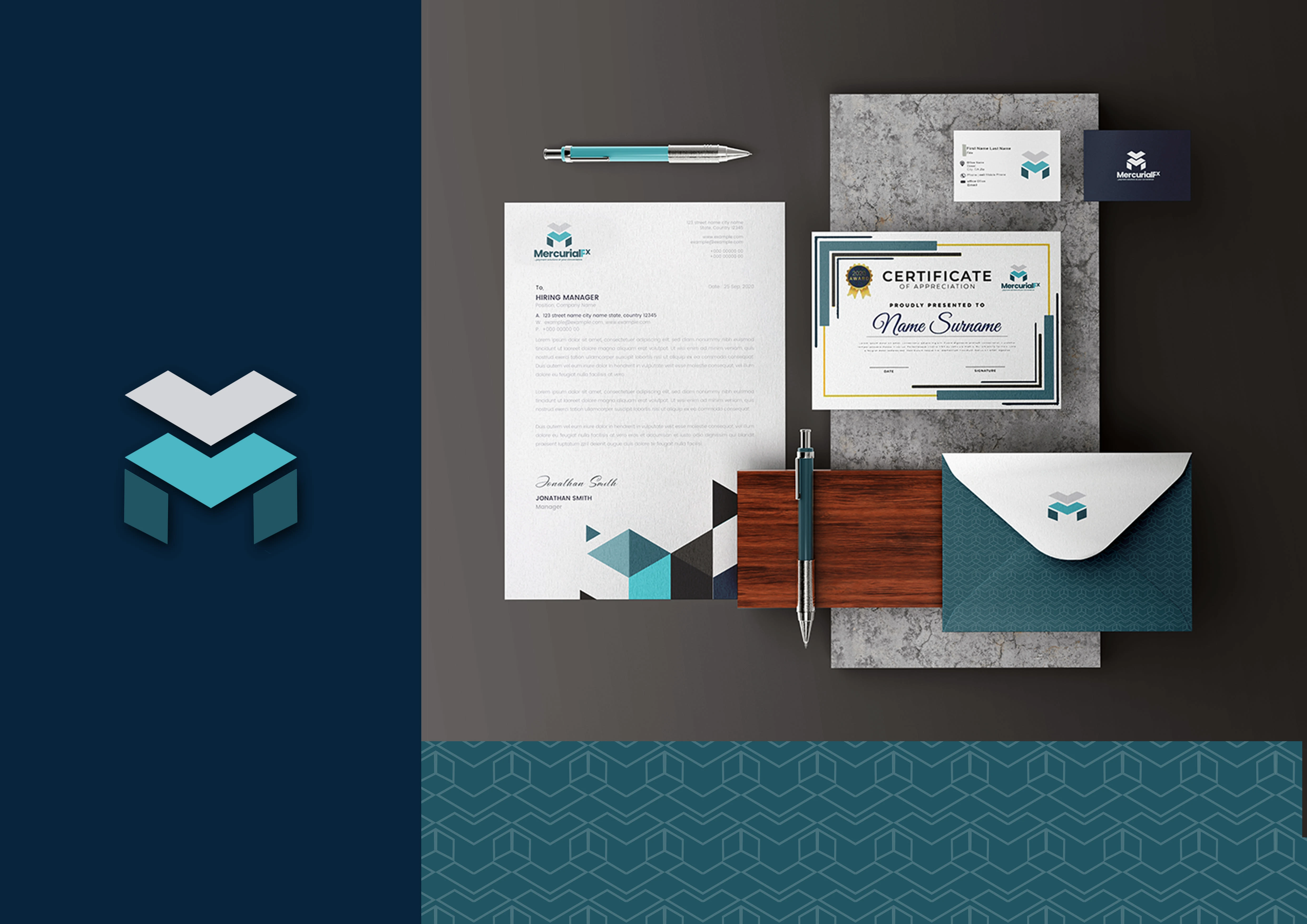 Stationery design for Mercurial investment