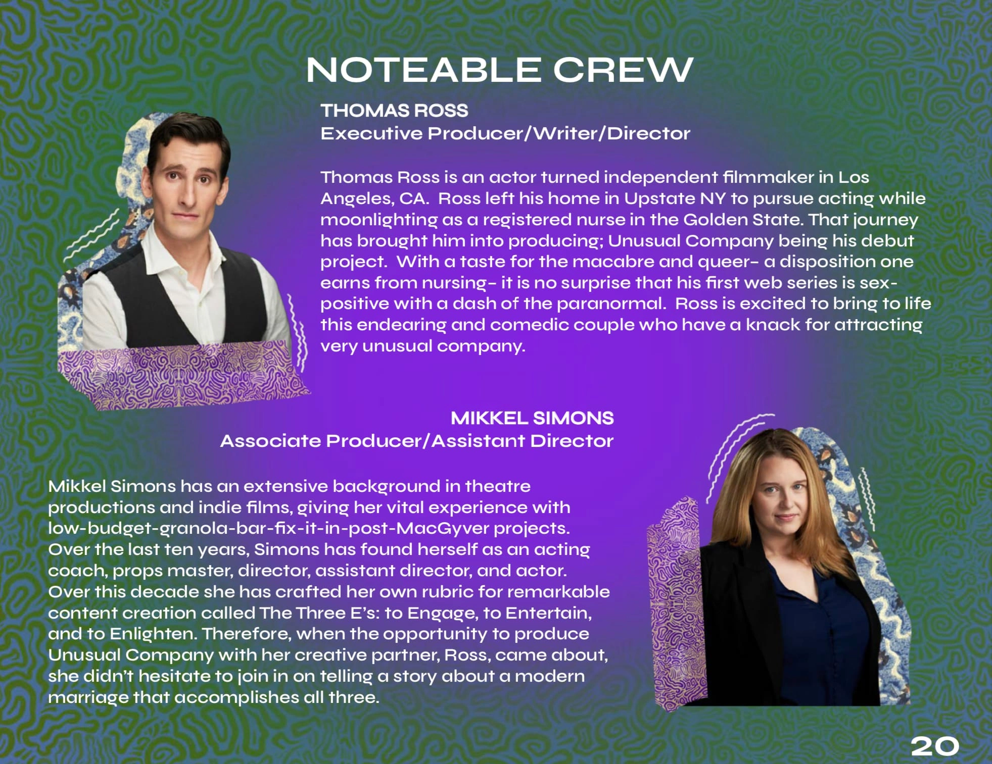 Crew and Cast pages also benefitted from creative design.