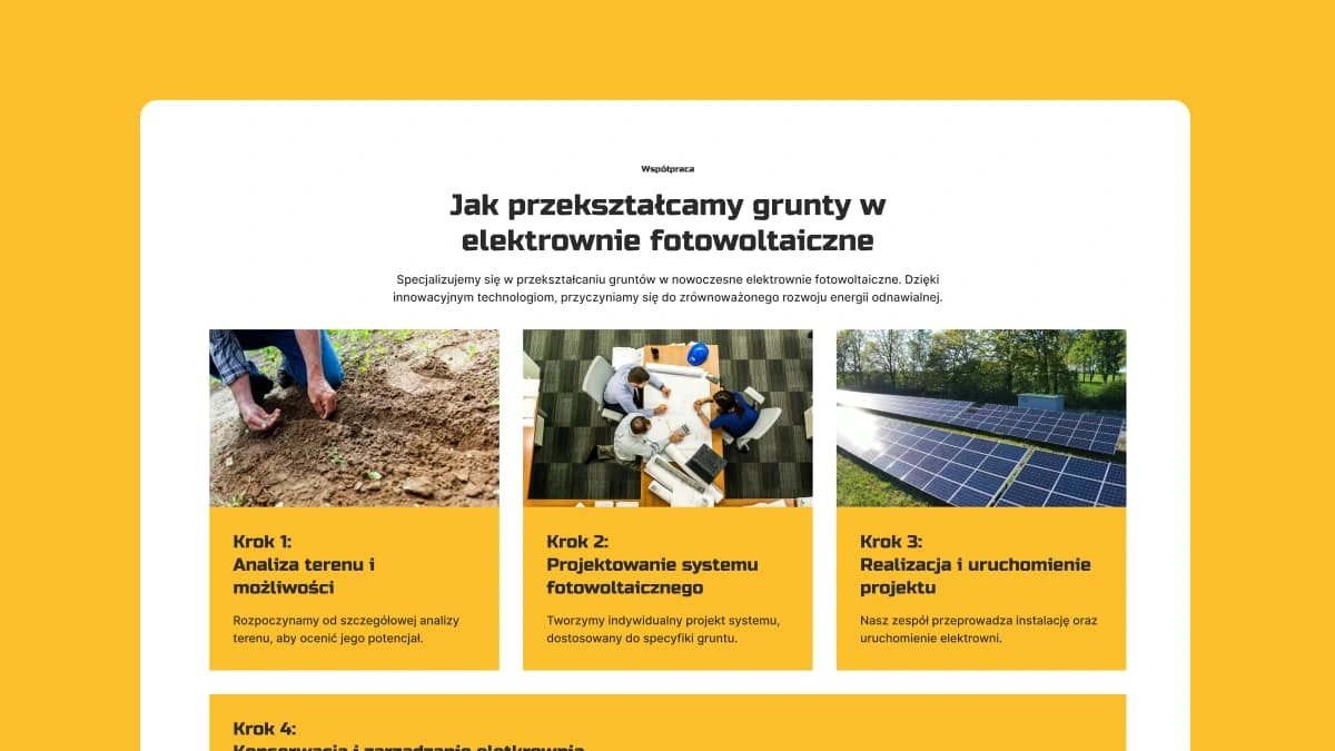 Steps required to turn customer's plot of land into a solar power plant