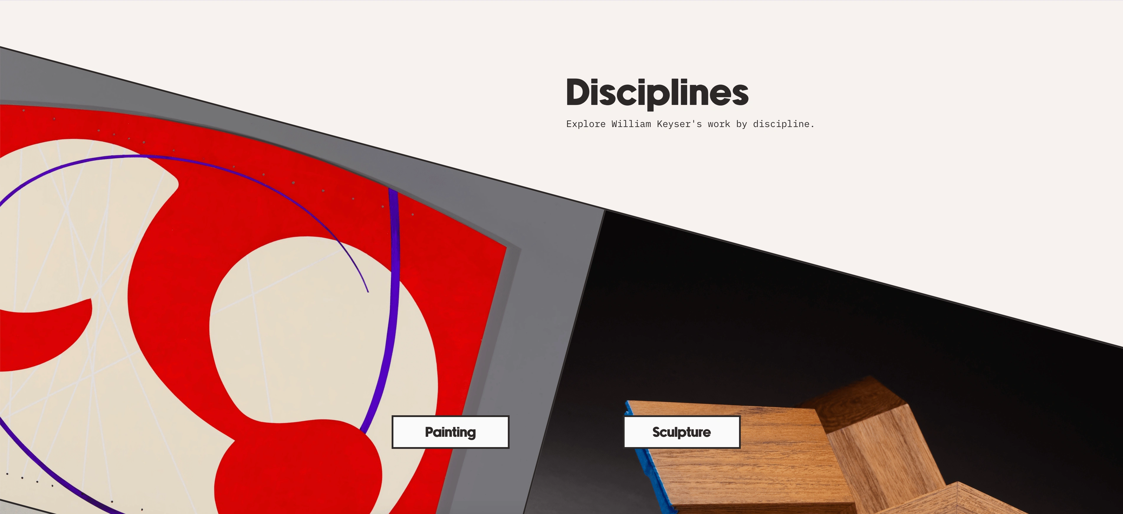 Browse by discipline section of William Keyser's website re-design