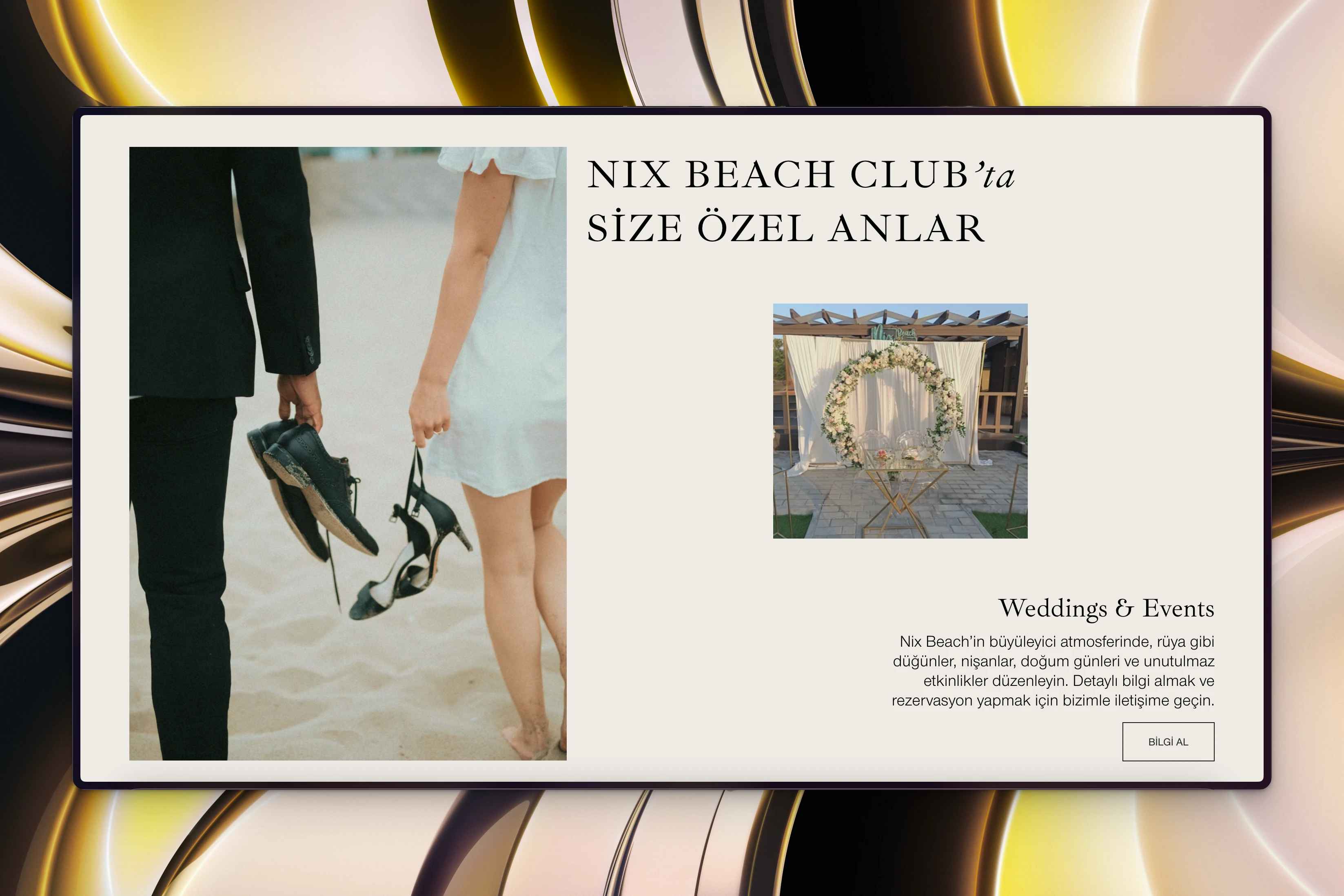 Nix Beach - Custom Section for Wedding Organizations