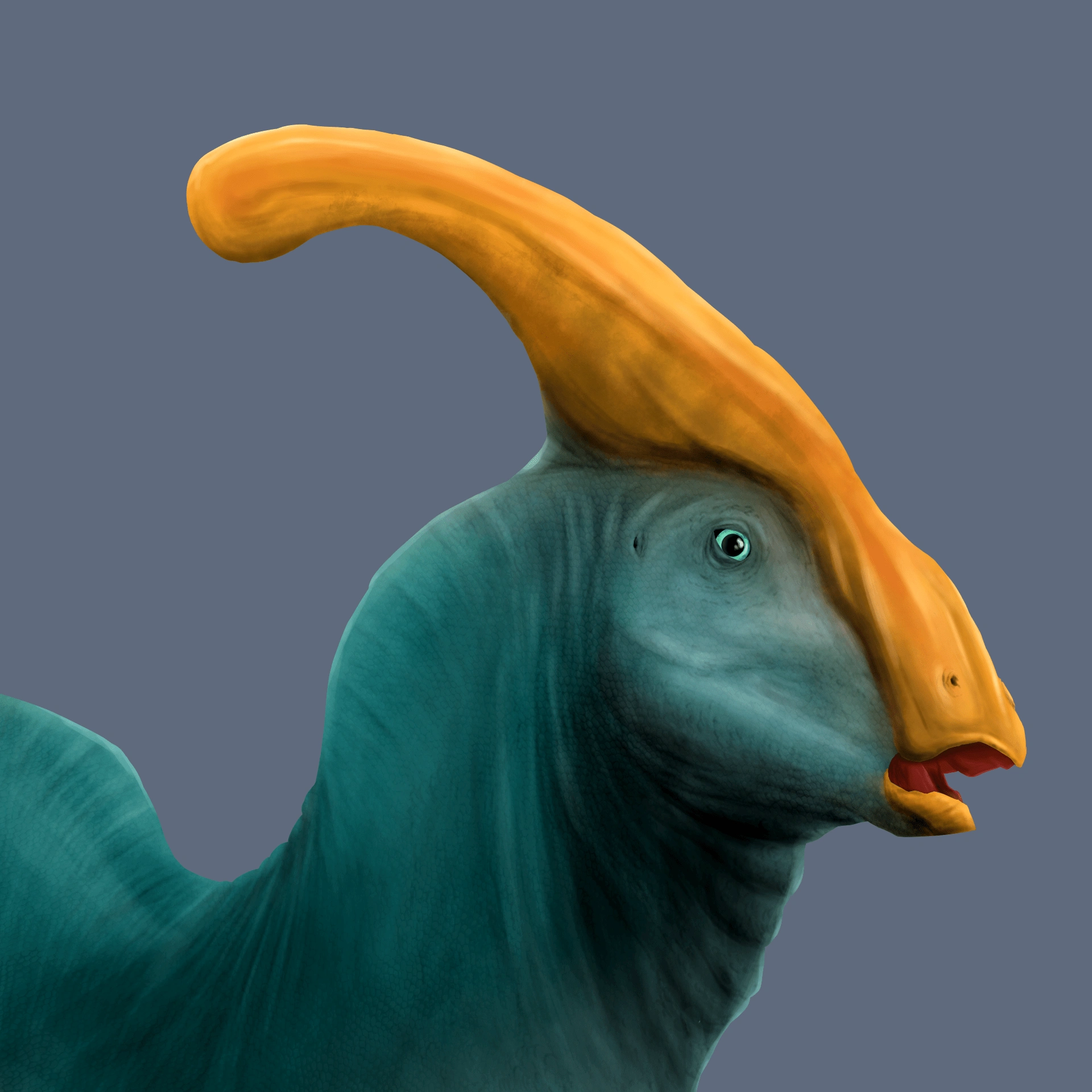 Parasaurolophus, a large hadrosaur. No background requested by client.