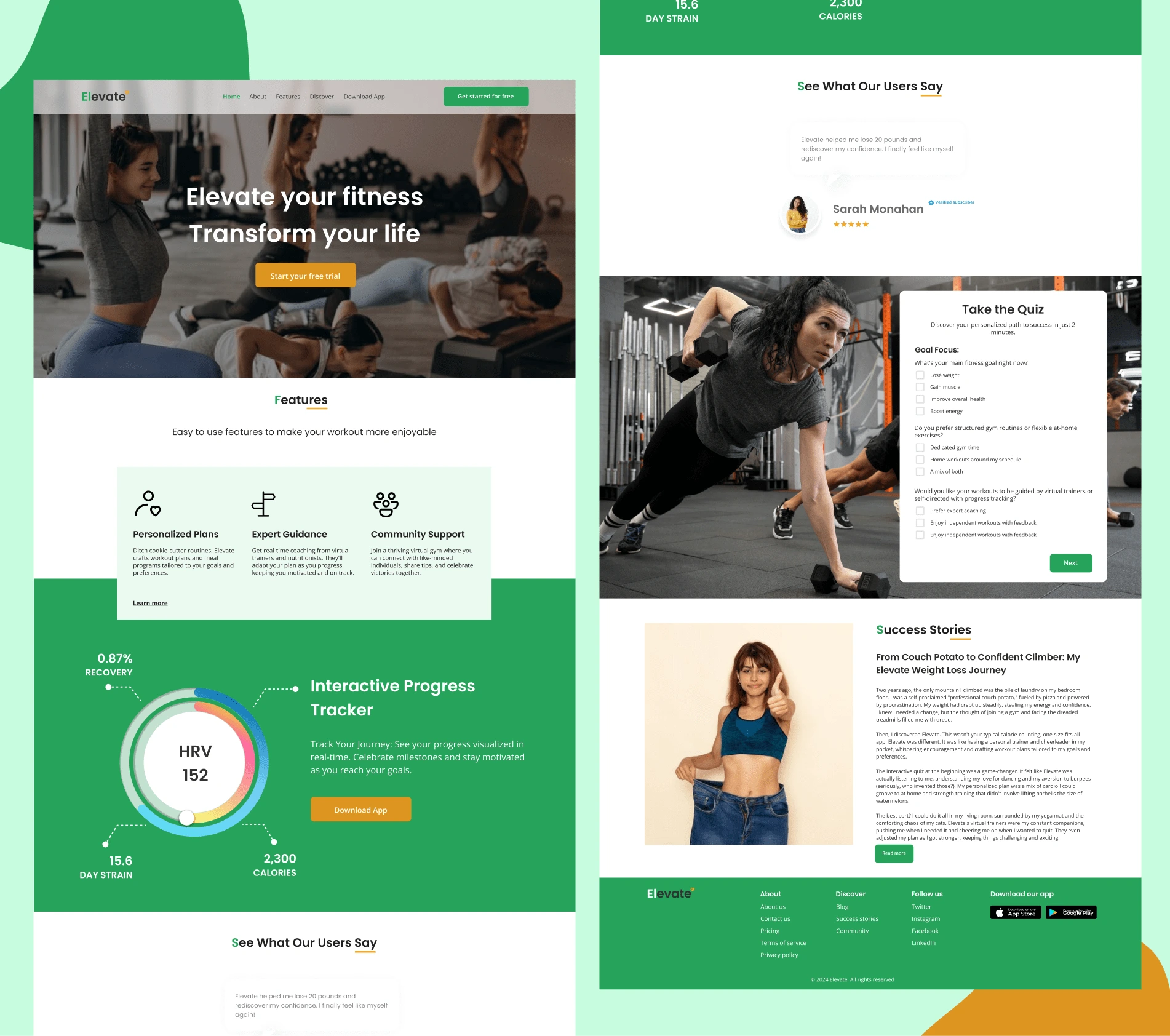 Elevate - Landing page - Fitness