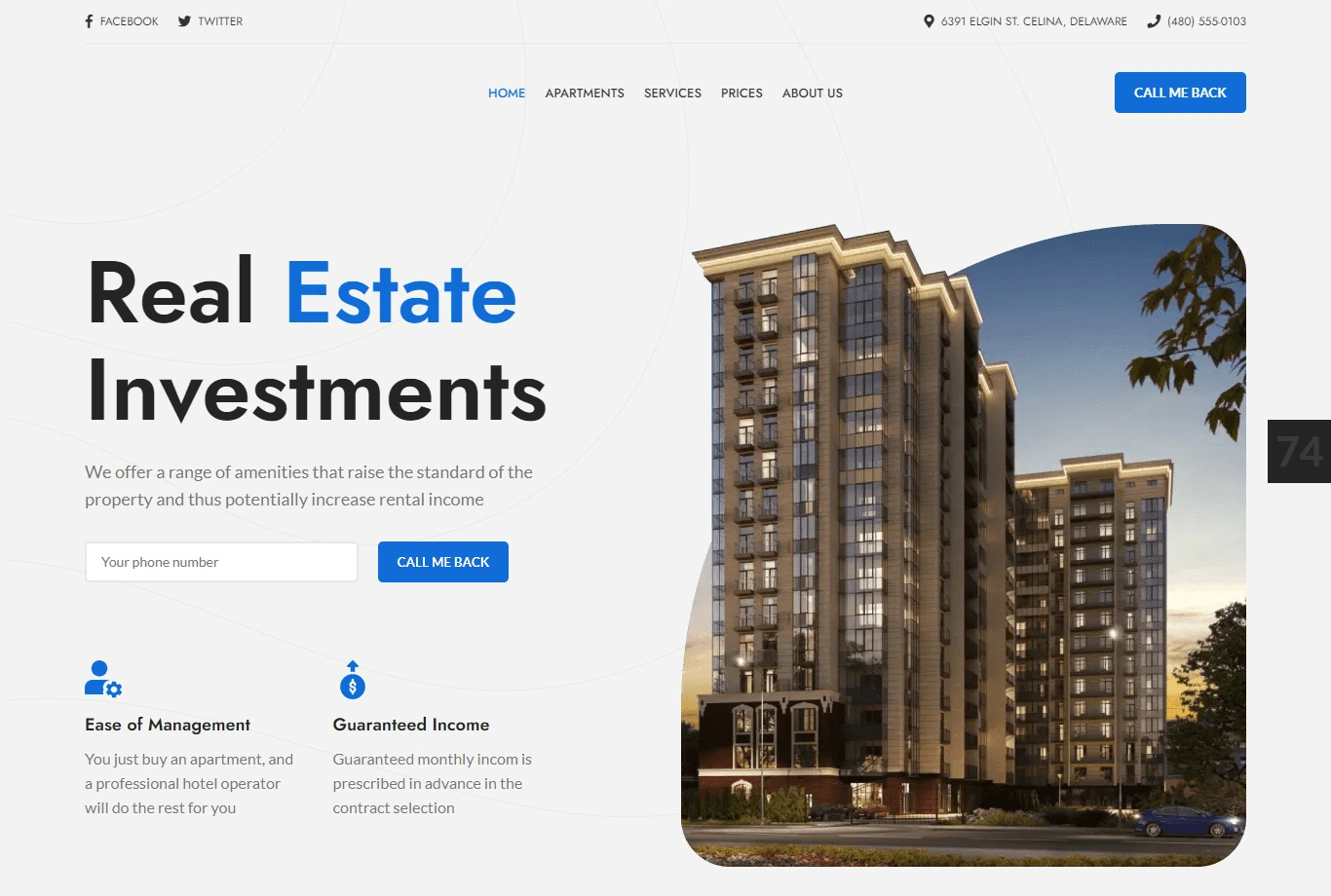 Real Estate Investment Website - Home Page