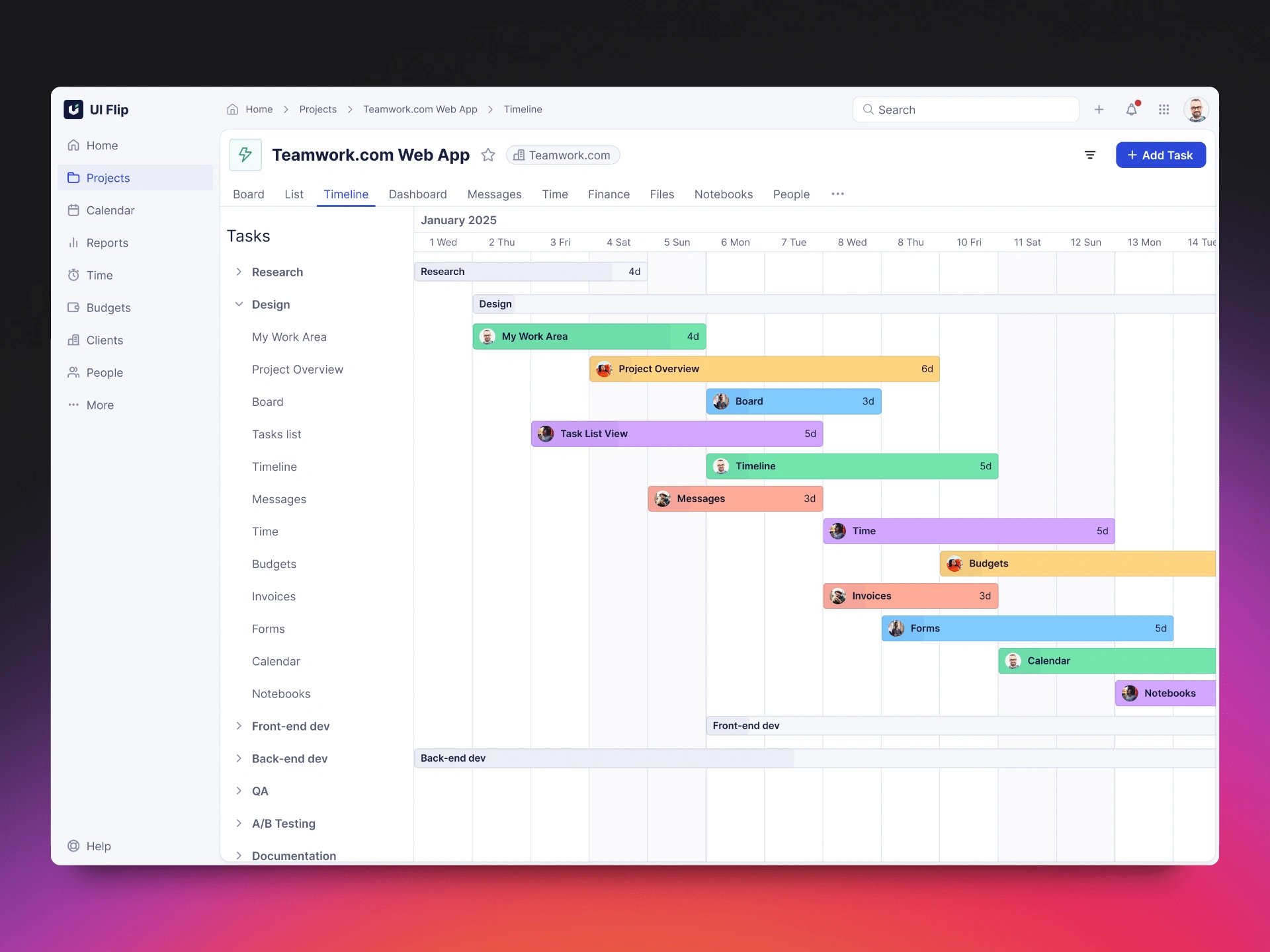 Teamwork.com Project Timeline View