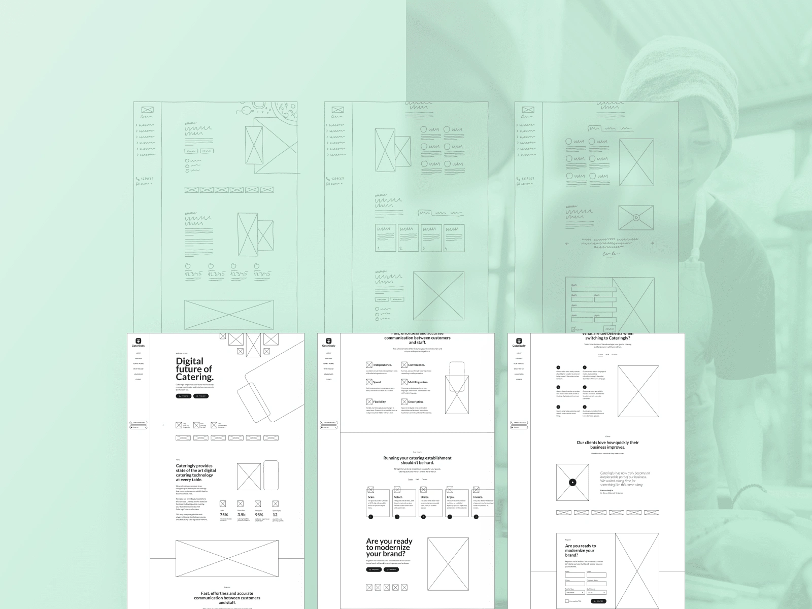 Sketches and wireframes