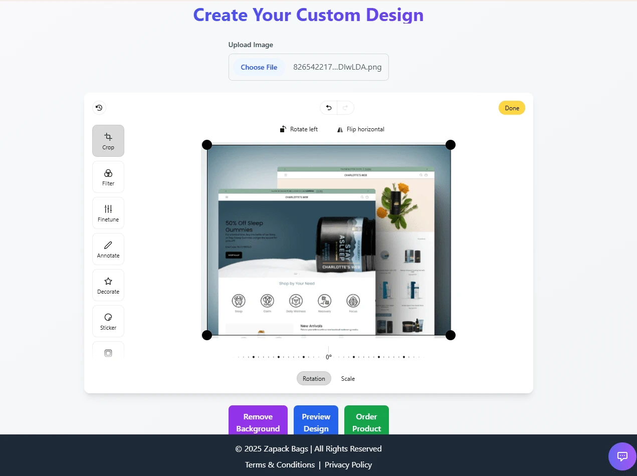 Fully functional  Custom Design page using Pintura