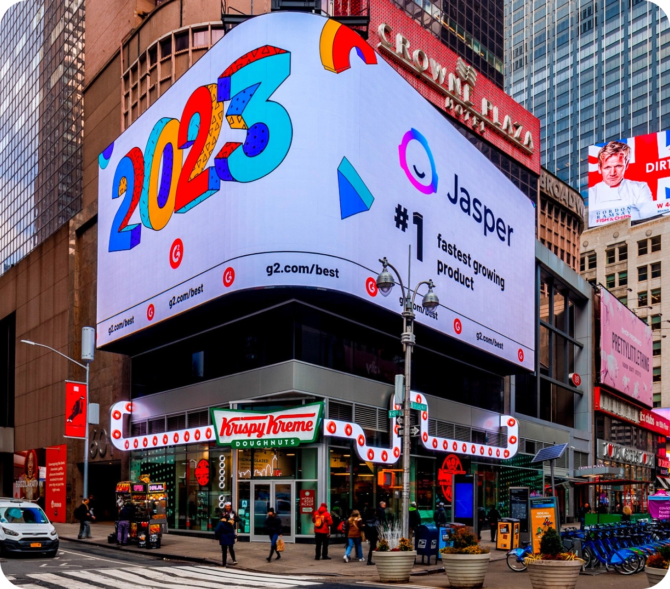 The logo on Time Square