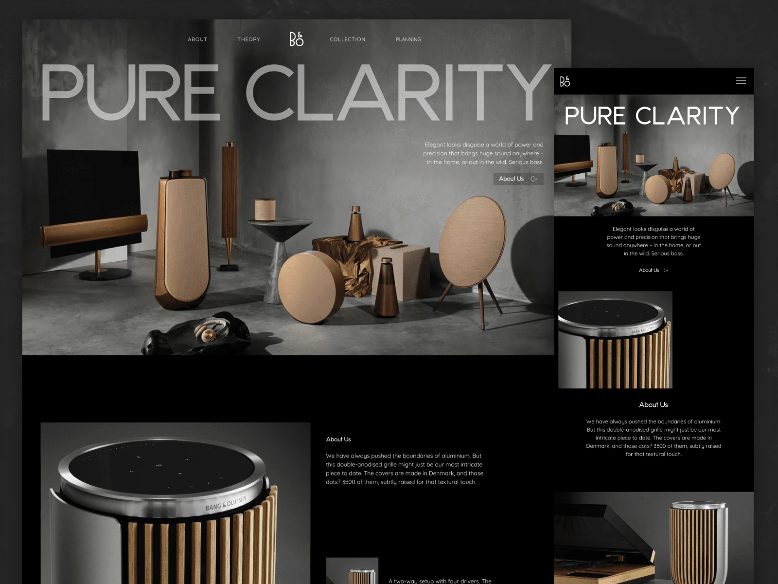 The Mockup for Bang & Olufsen Brand Website