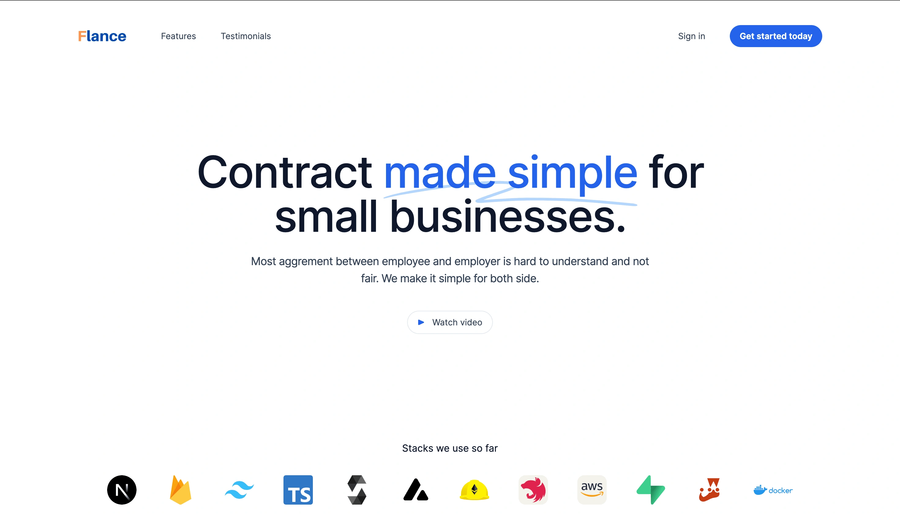 Flance Landing page