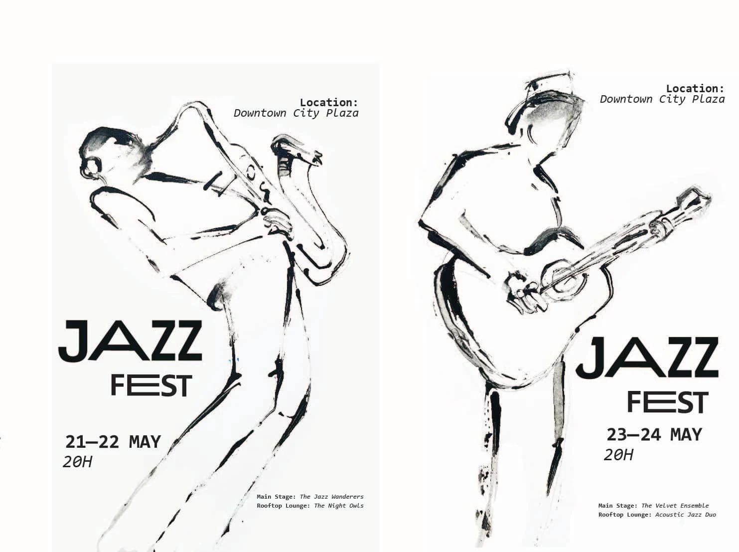 Hand illustration for jazz fest with custom typography