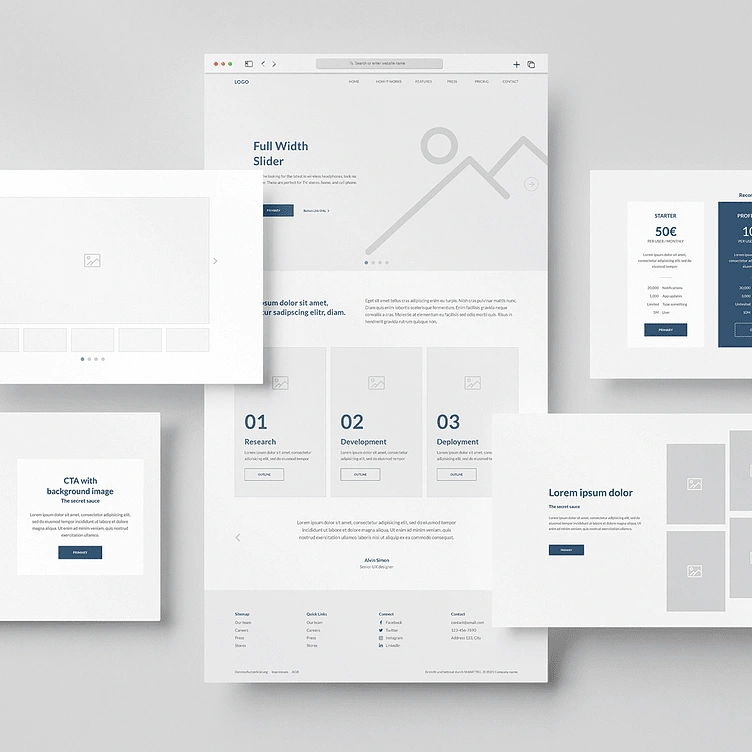 Design system and set of wireframes I created for fast prototyping.