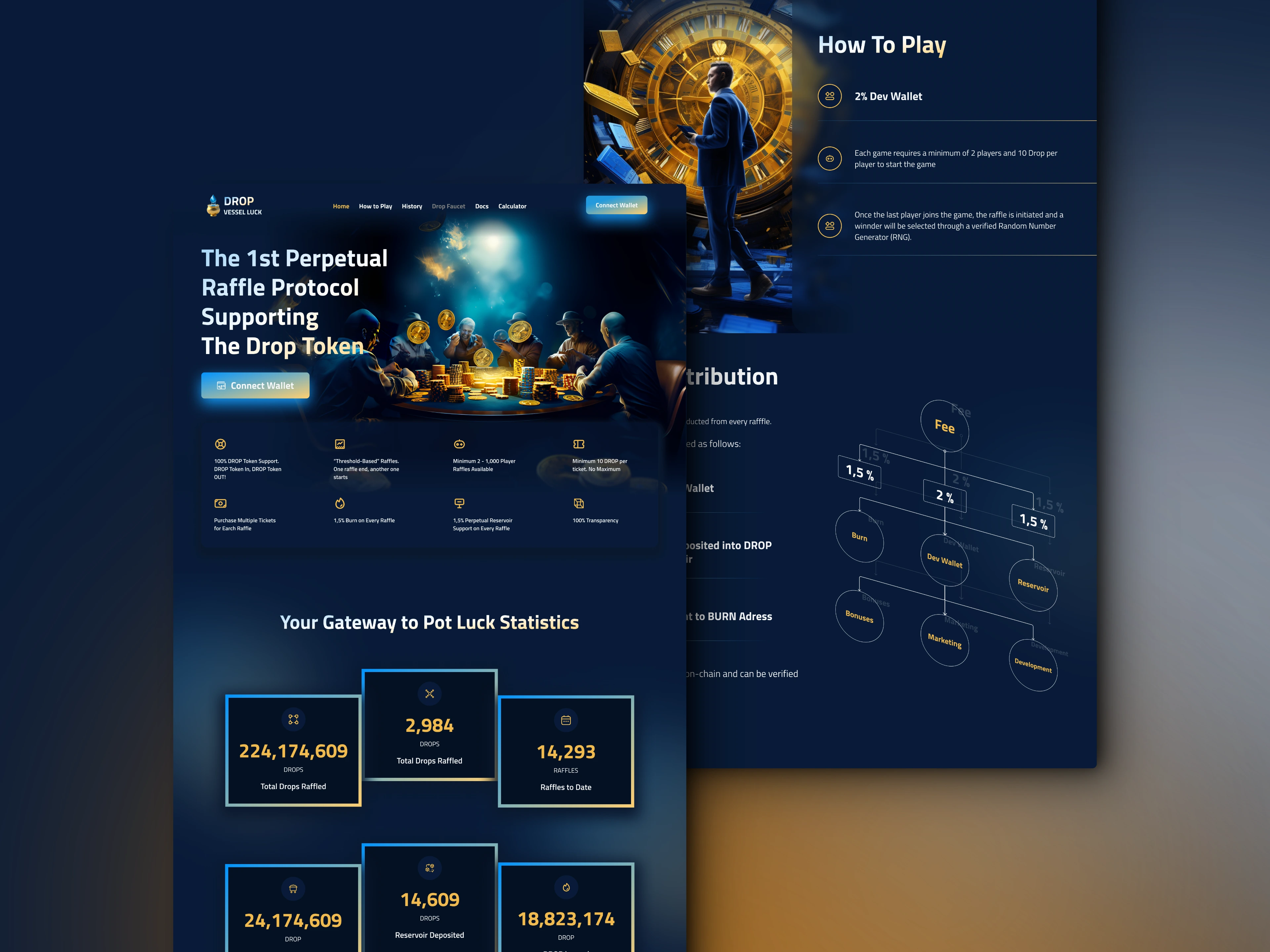 Visual Design for the Web version of DROP Vessel Luck Visual Design