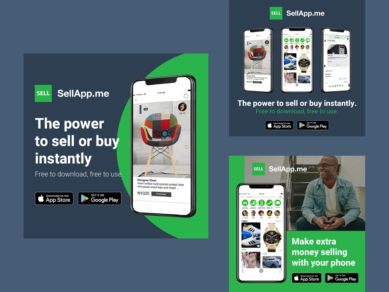 Social media ads for a buy and sell app