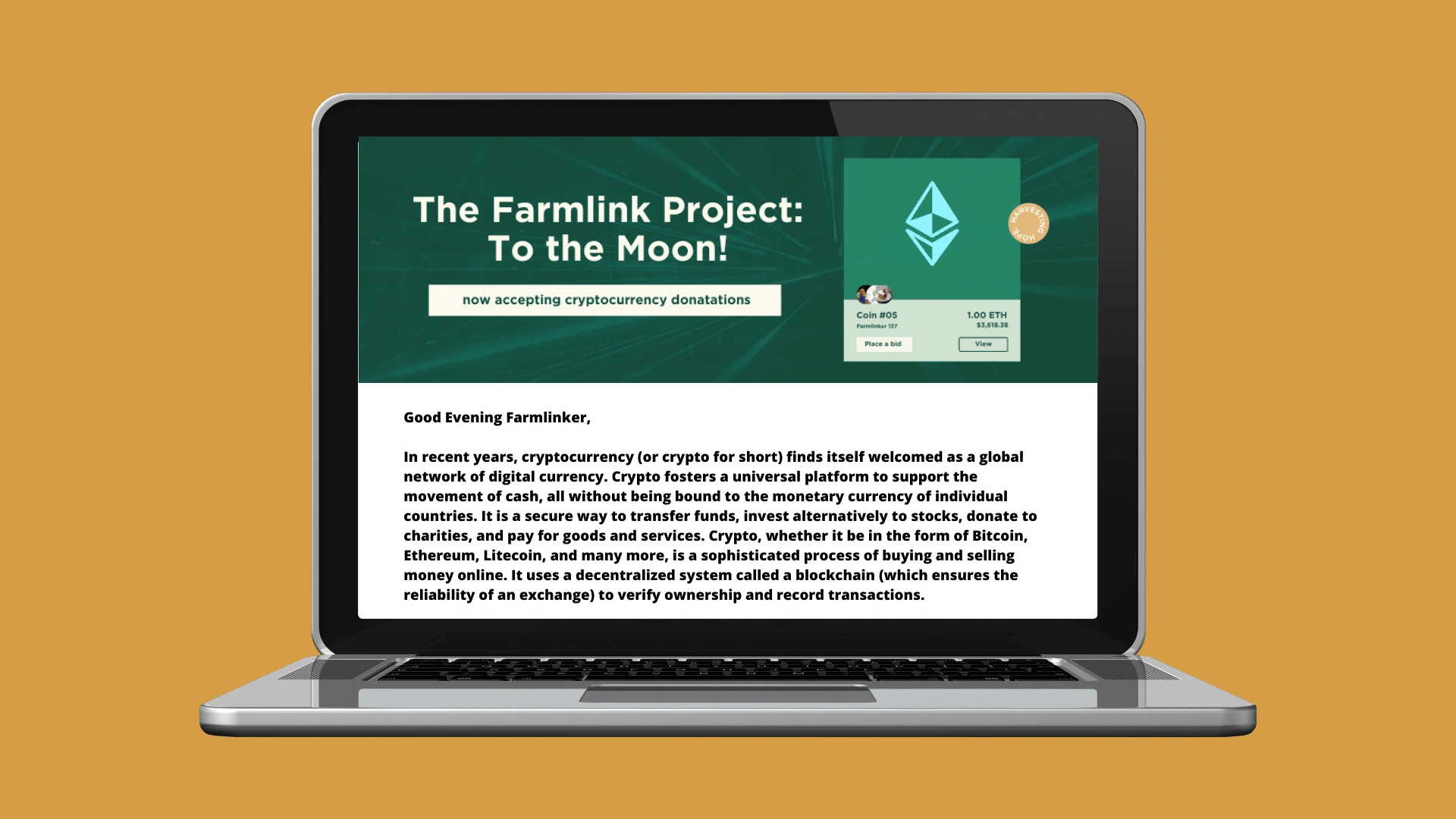 Announcing The Farmlink Project accepting cryptocurrency donations