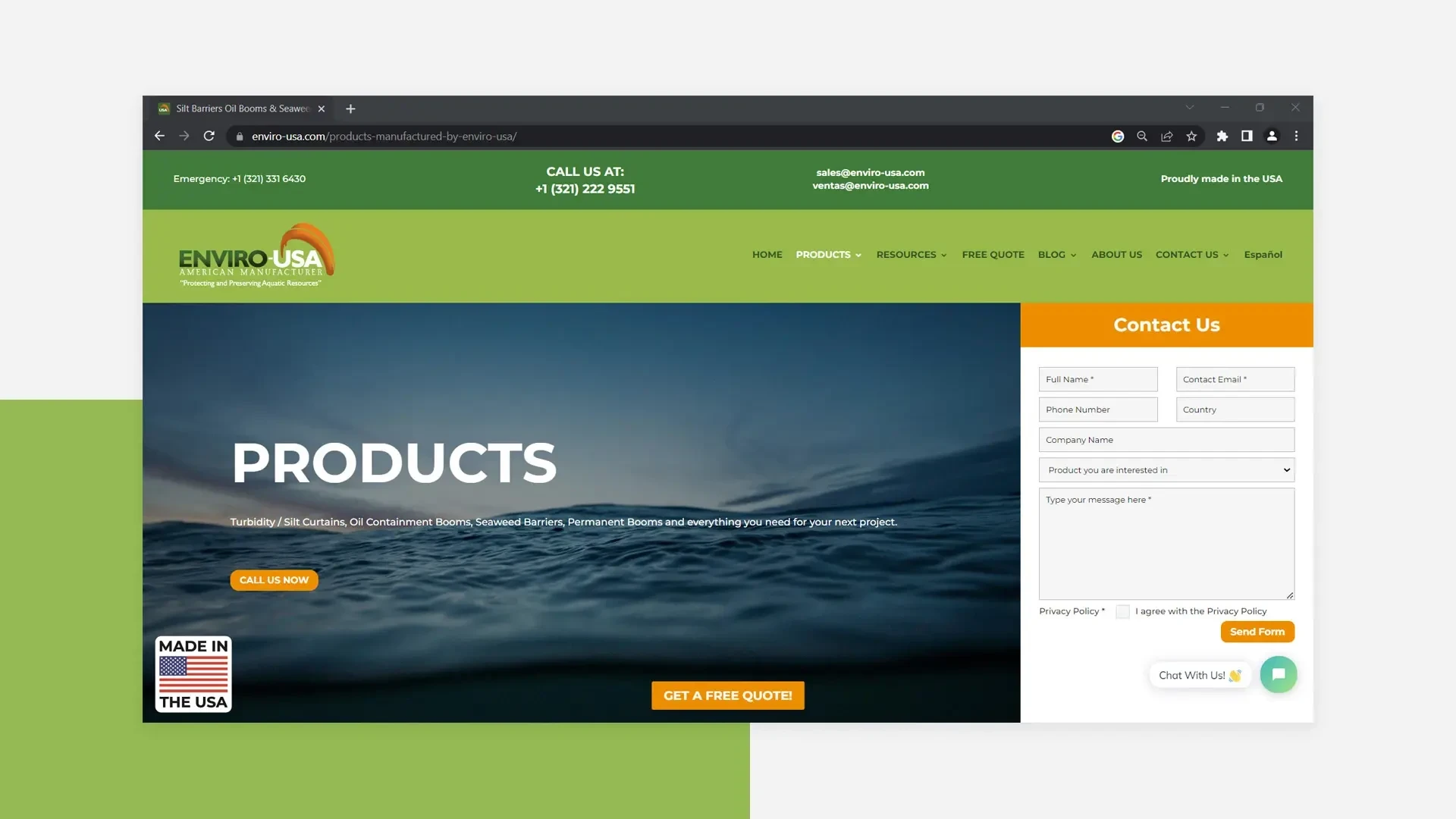 "Products" page