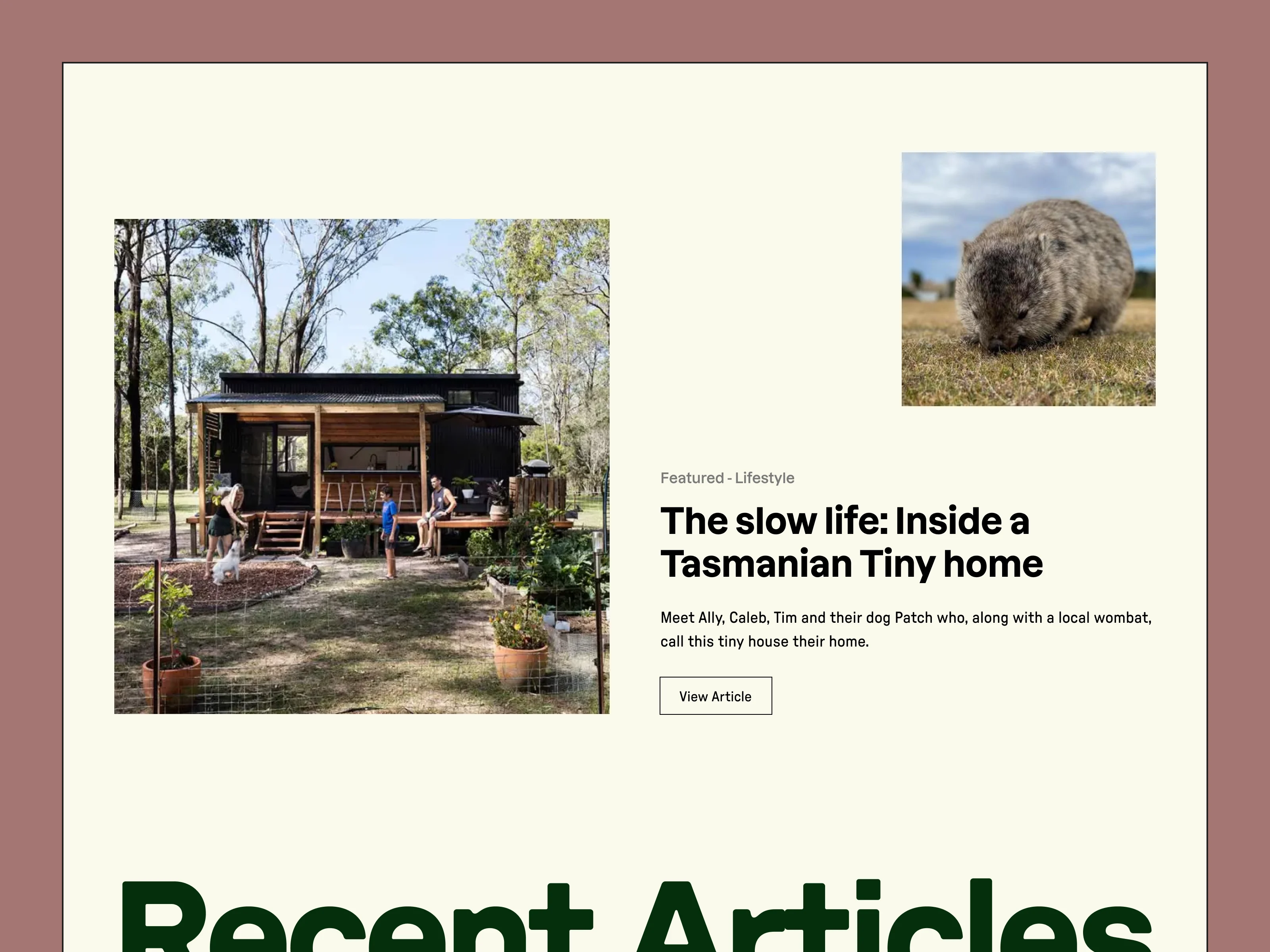 An example of the split layouts used to spotlight a specific article