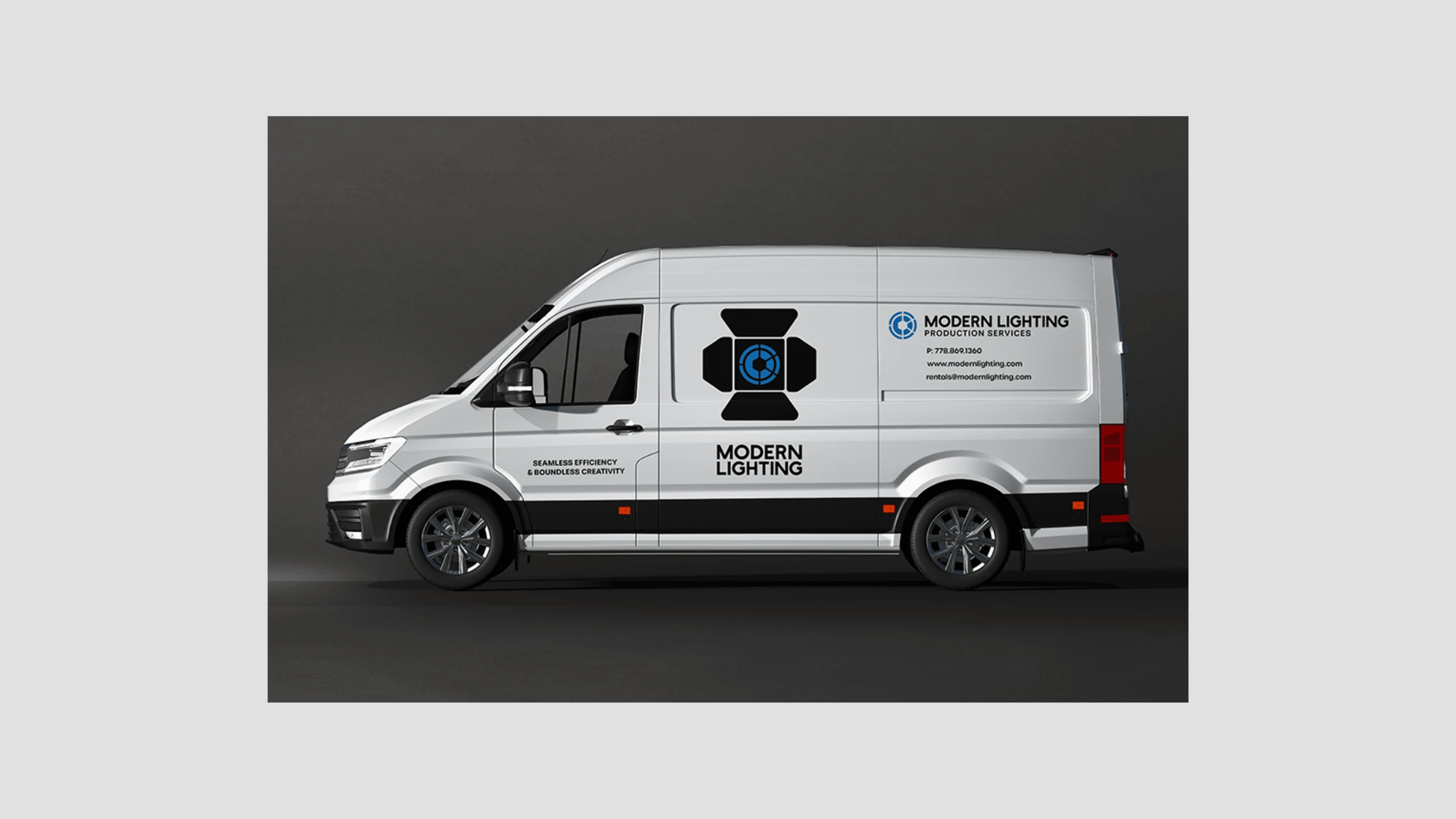 The van wrap was a perfect marketing option to use the interim logo design because it could be used in a larger scale.