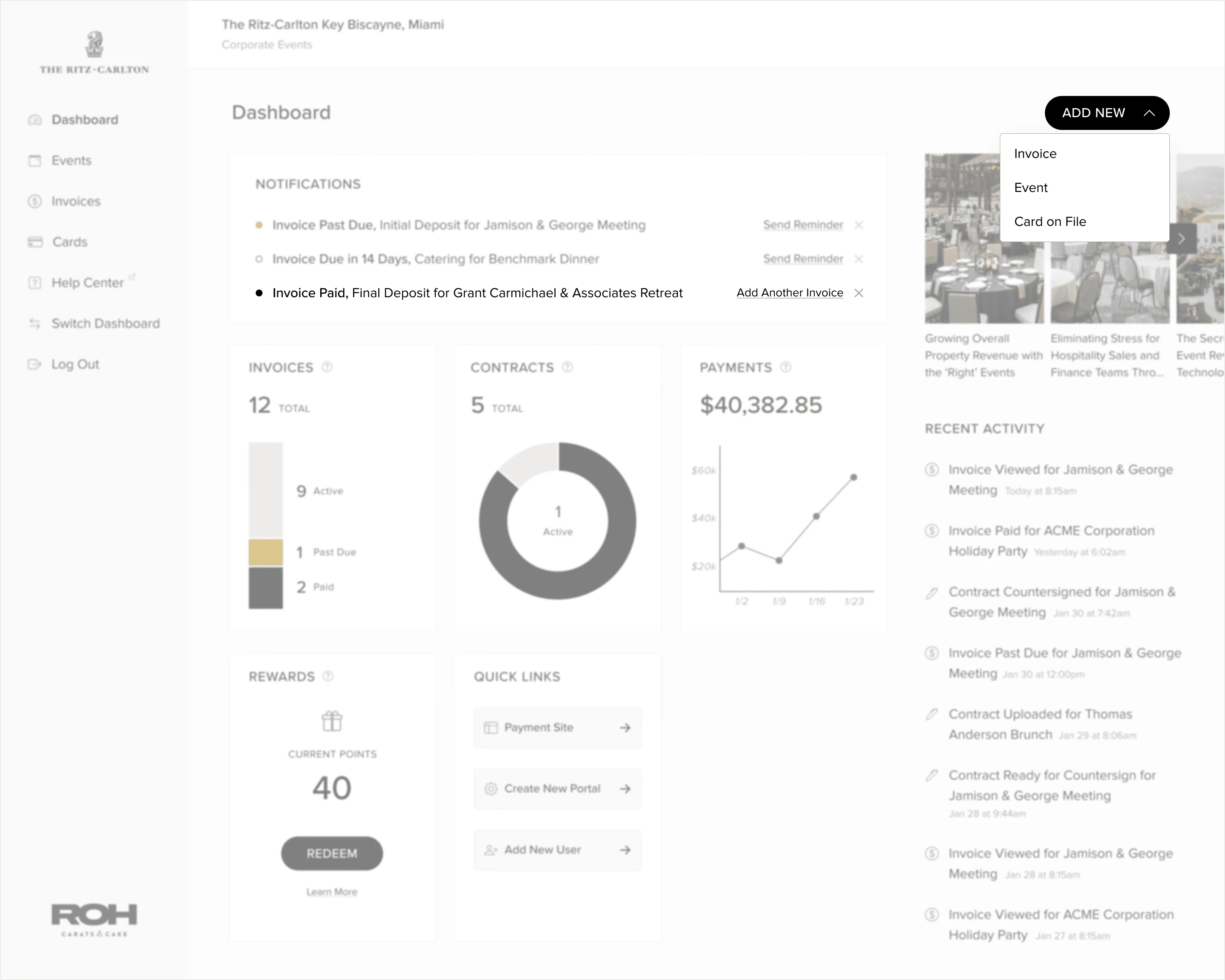 Clear task prioritization for venue admins to encourage easy invoice creation