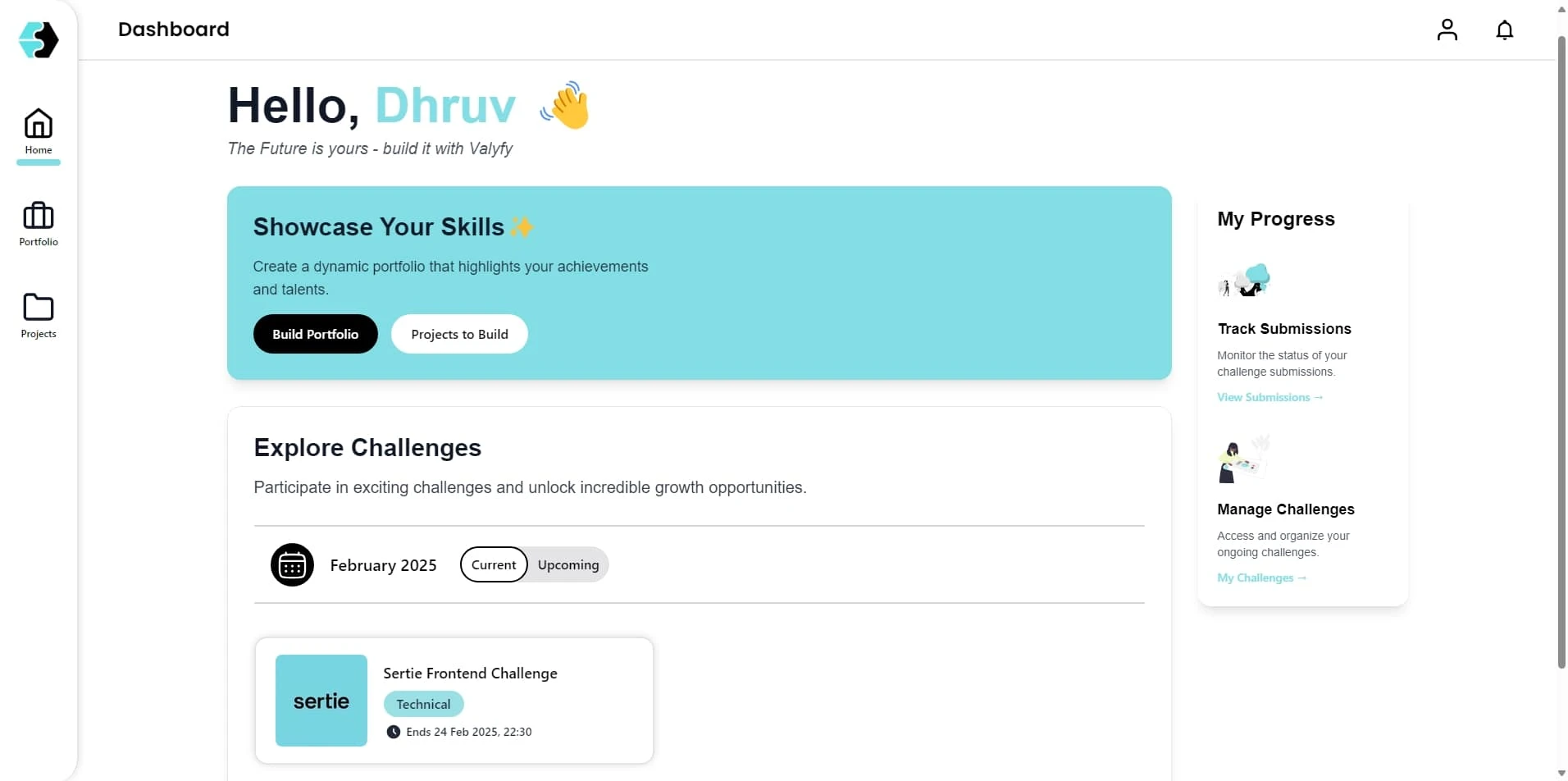 Dashboard Page (Student Panel)