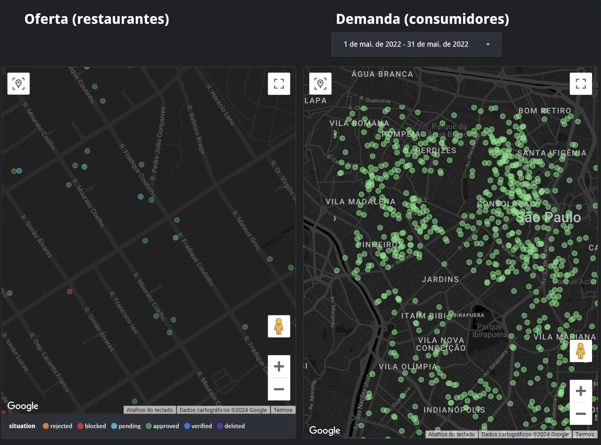 Identification of regions with unmet demand (Looker Studio).