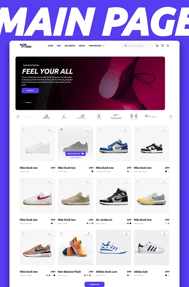 Kick Potion Landing page design