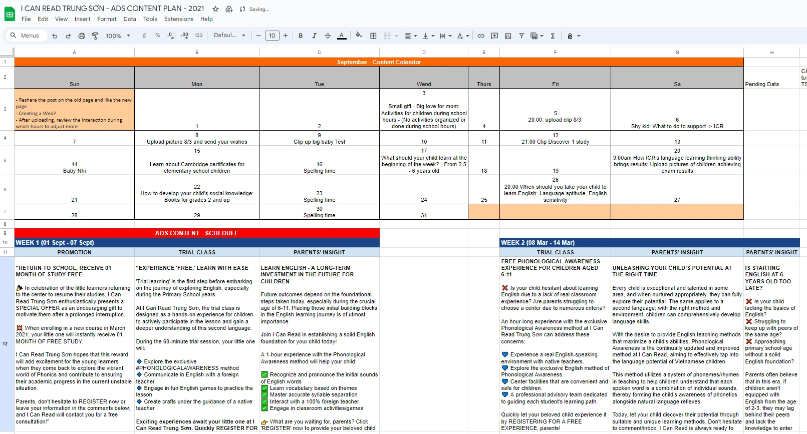 Content Calendar