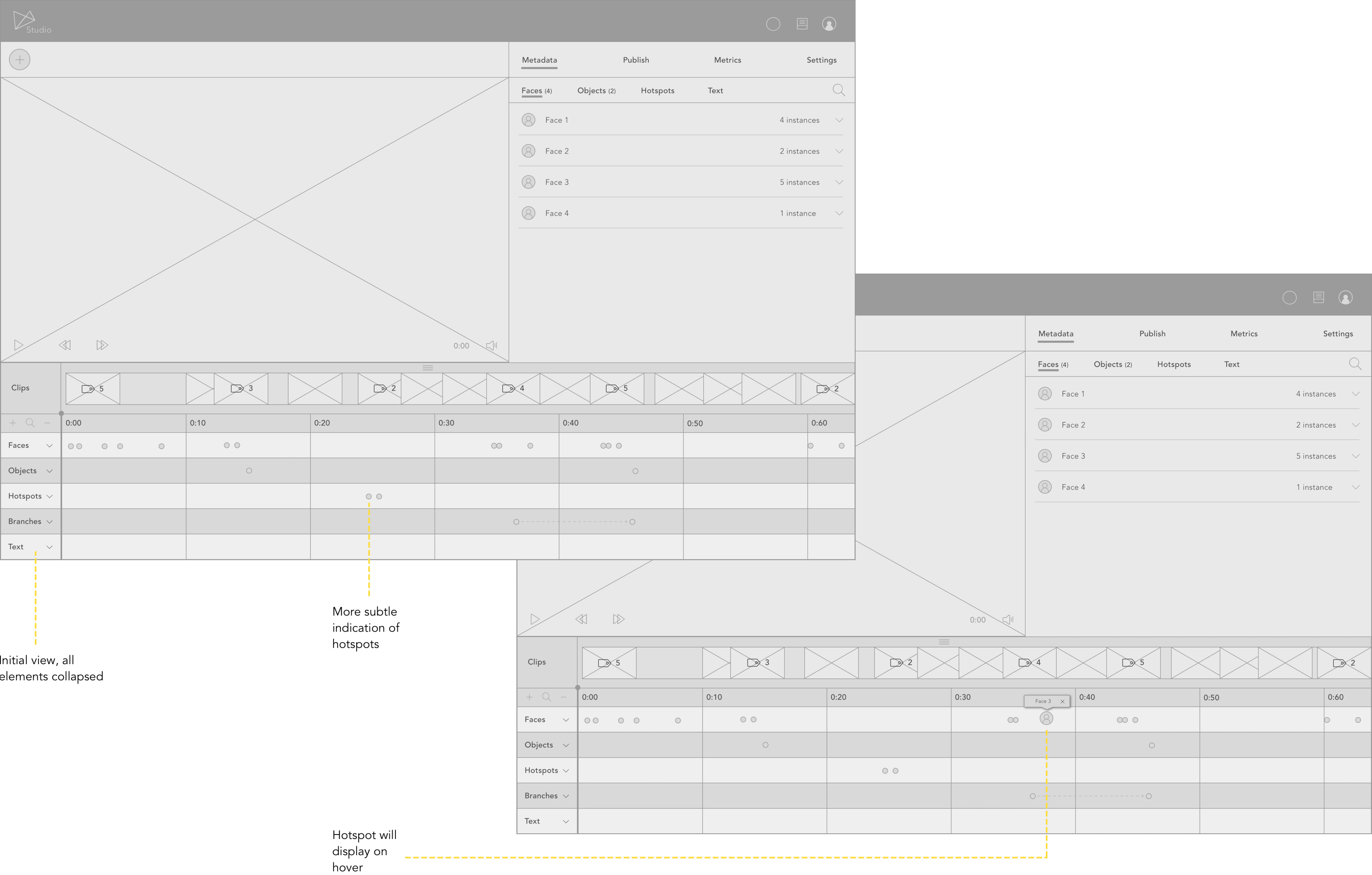 Editor timeline iterations