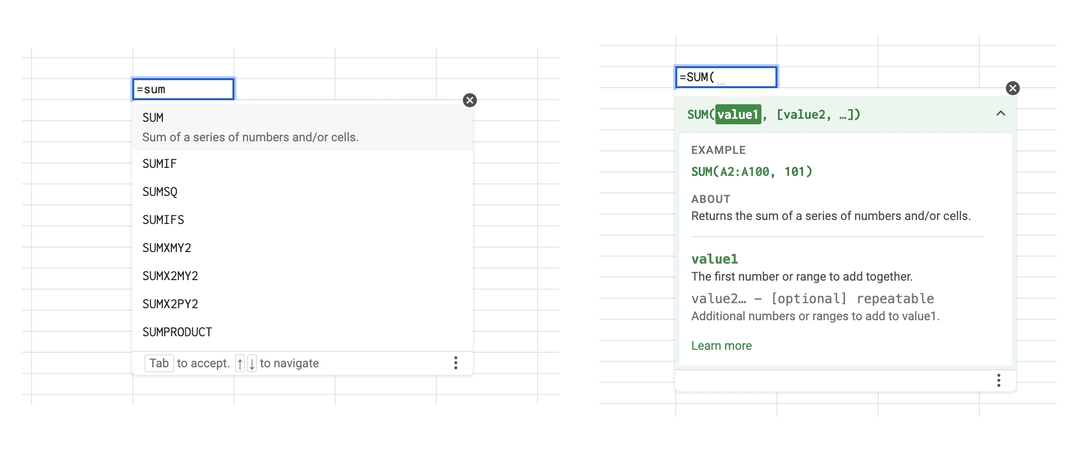 Formula builder on Google Sheets