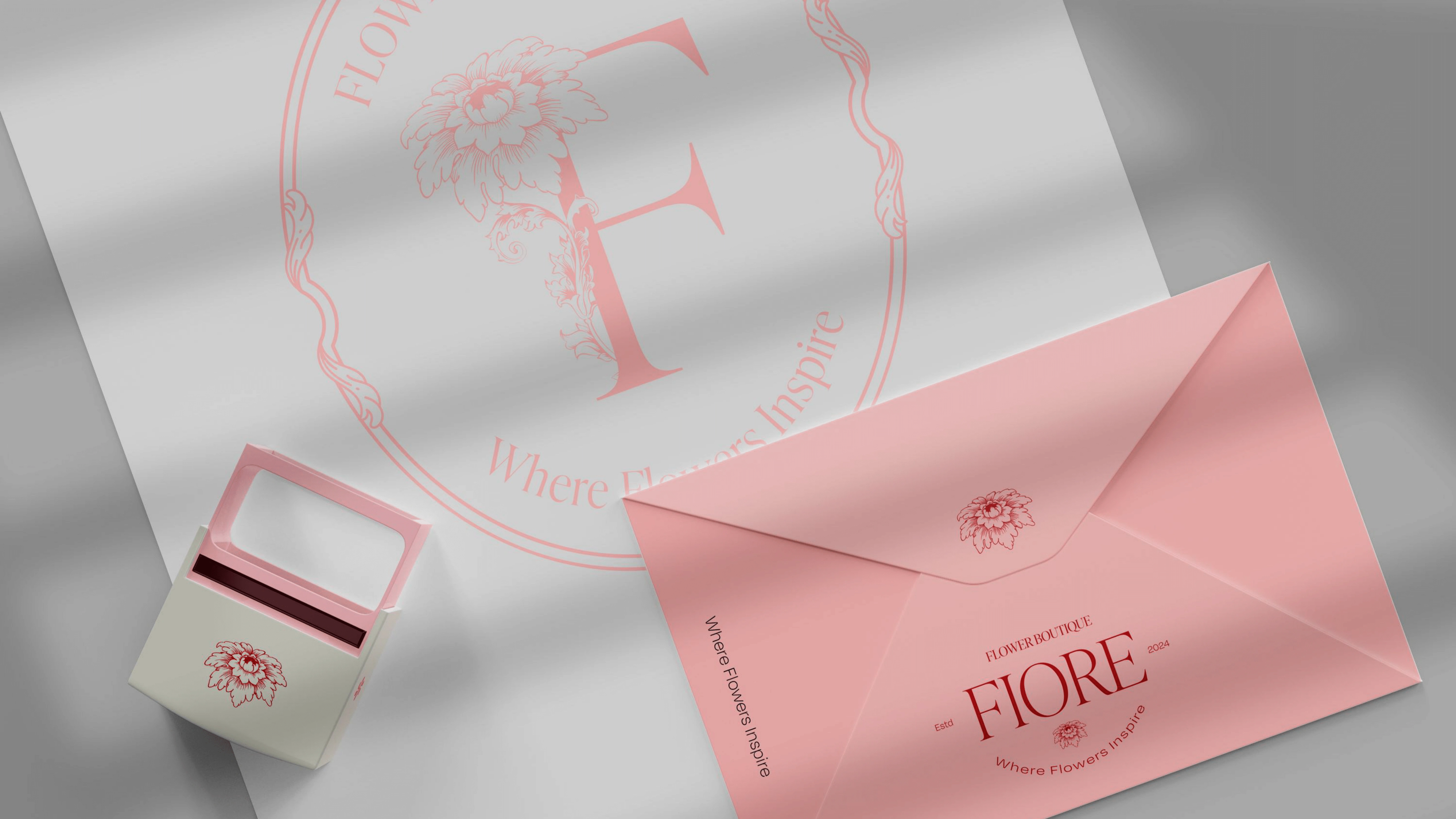 Bringing the brand to life: FIORE’s sophisticated stationery design for a seamless customer experience.