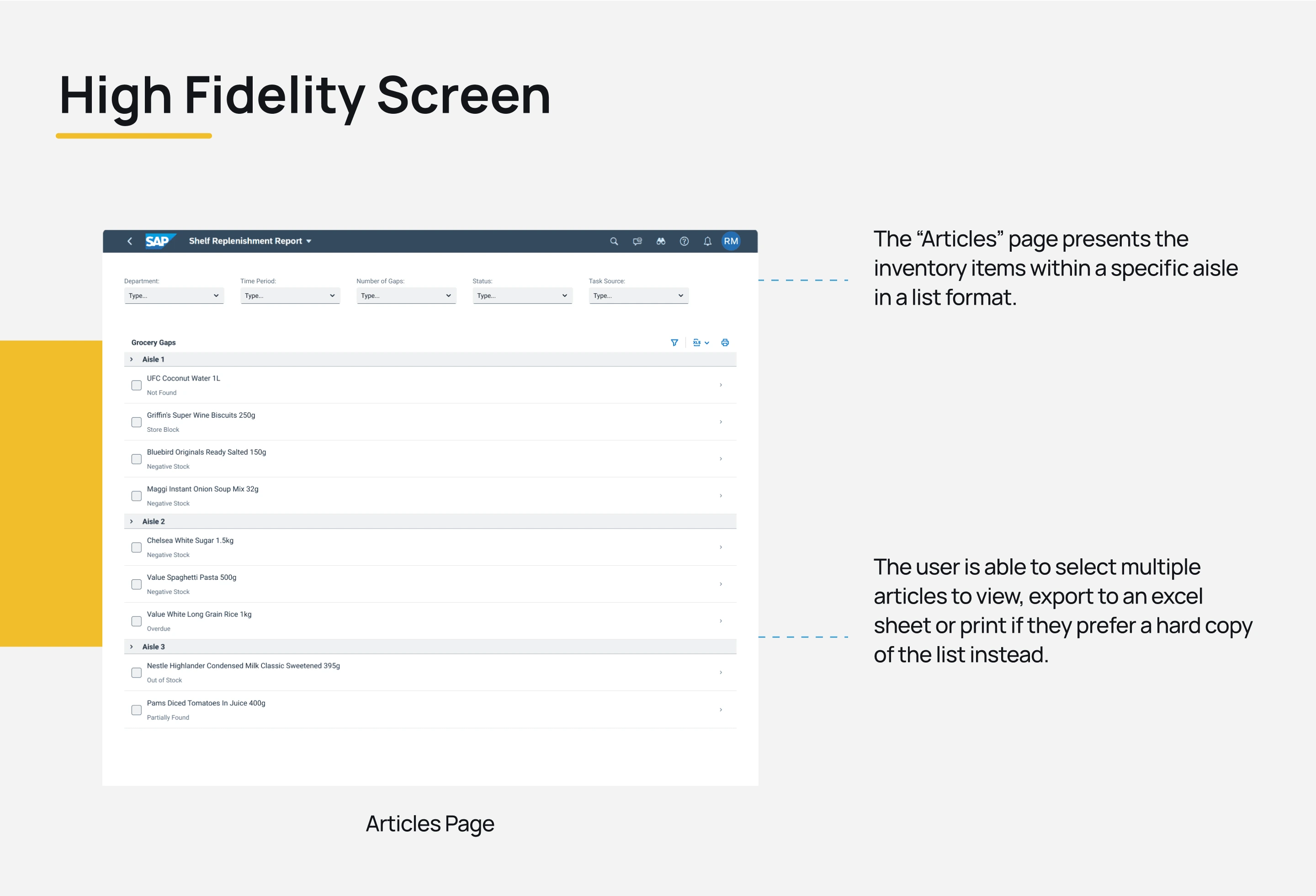 High-fidelity articles page