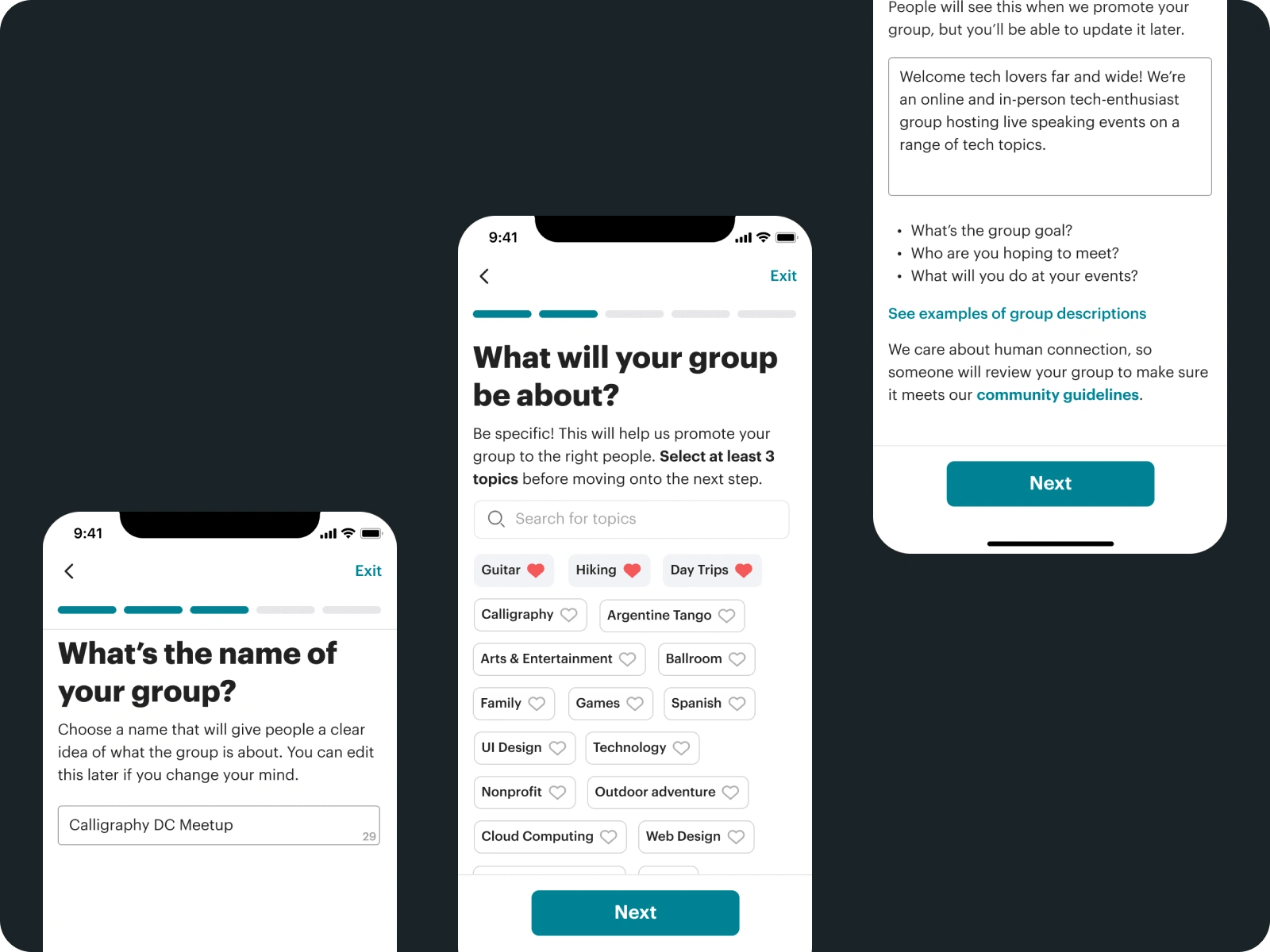 Snapshot of Meetup's newest subscription flow 