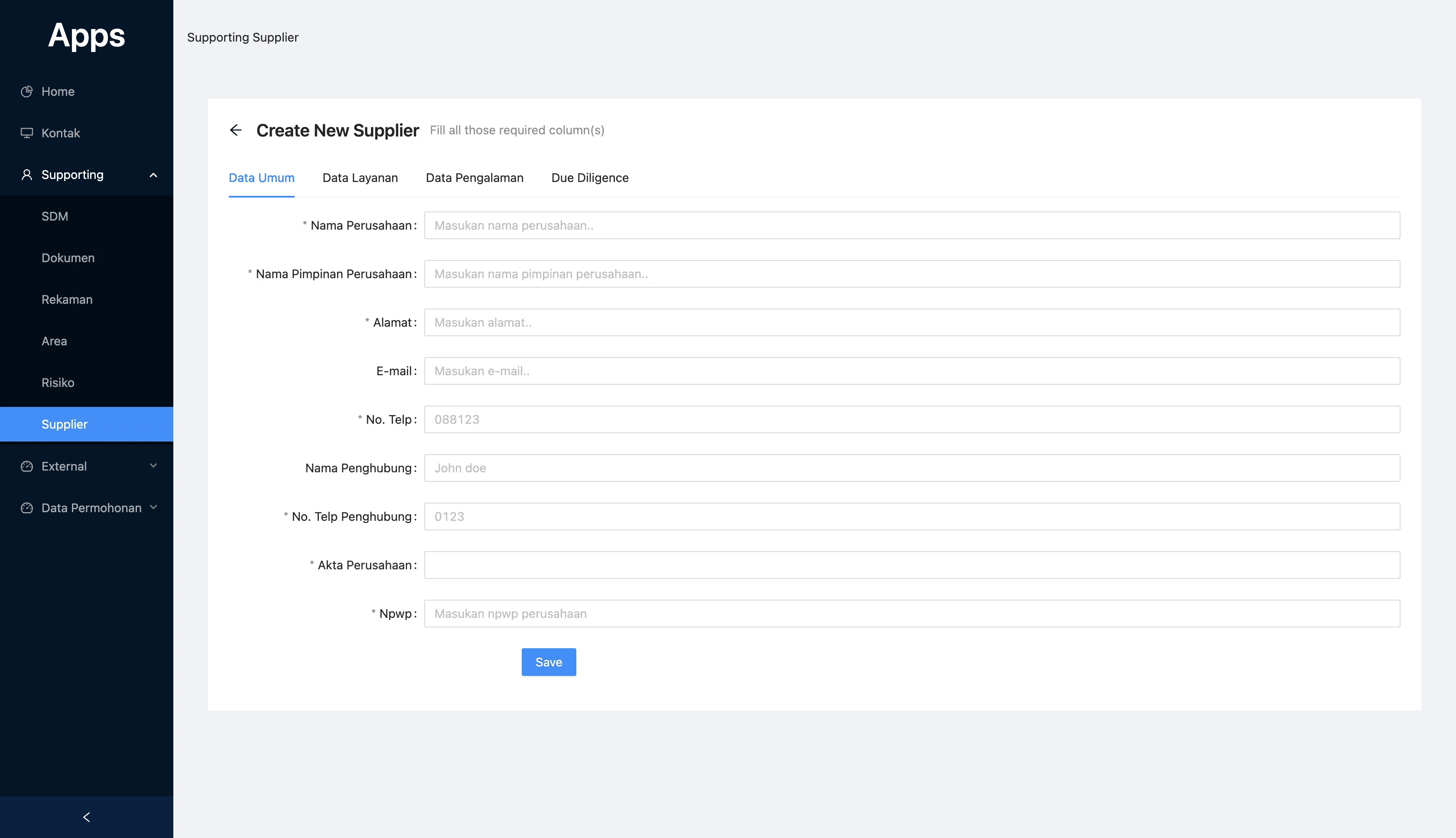 CHSE Certification - Asset Management Web Application - Interface view 4