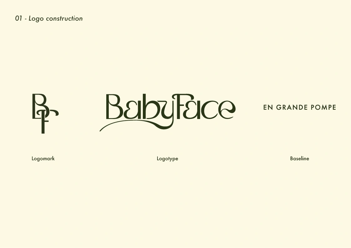 I chose to design a powerful logotype accompanied by a distinctive submark for Babyface, ensuring both are easily recognizable.