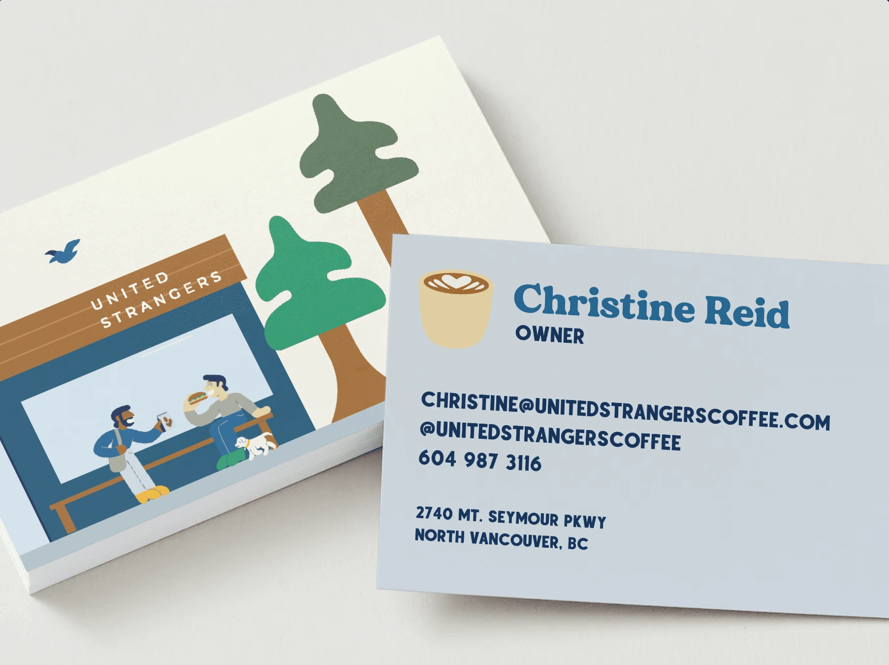 Layout Design and Concept by Claire Pratt, Illustrative Characters (i.e. people, trees, coffee) by 