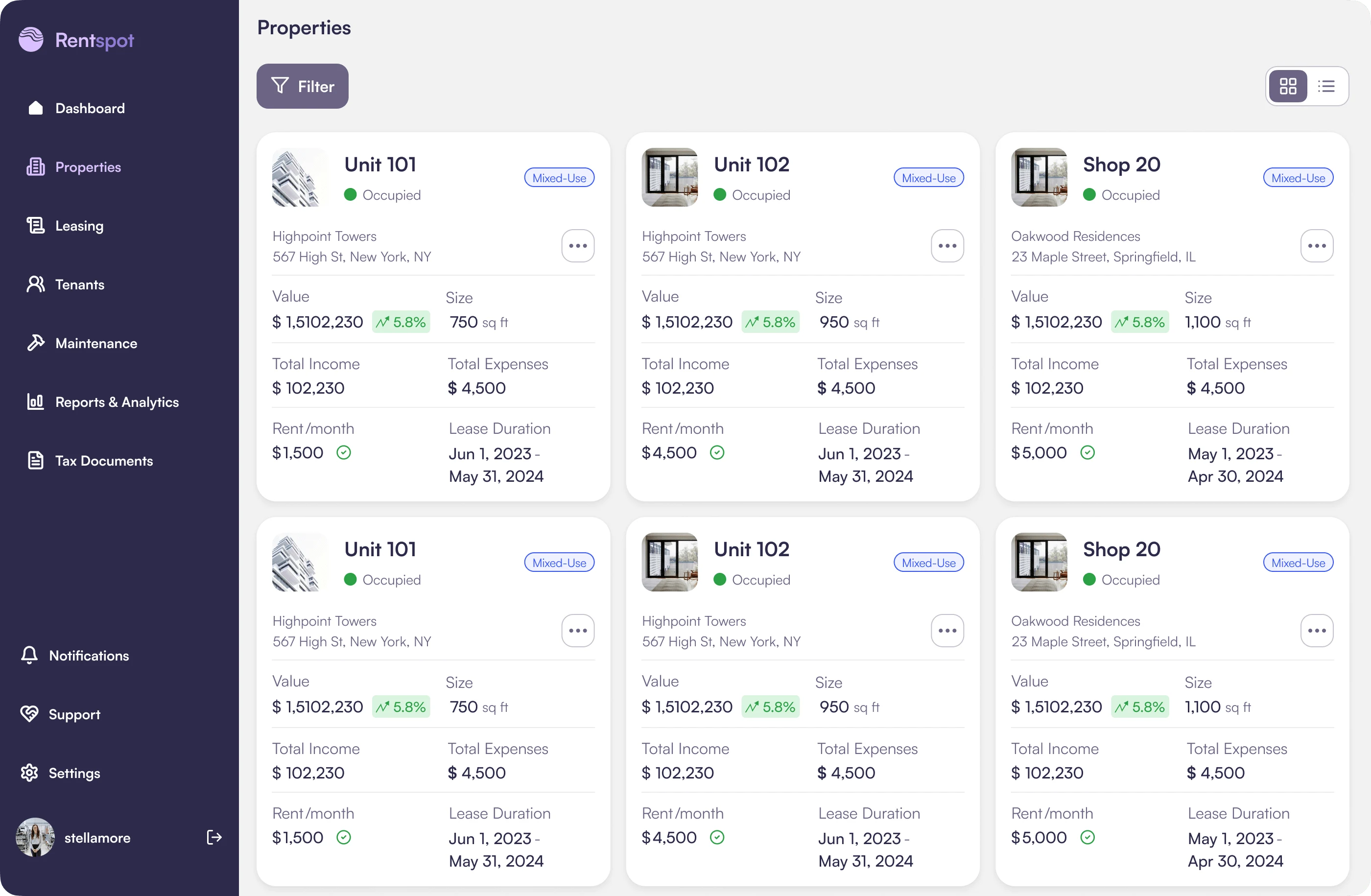 Dashboard- Properties 1