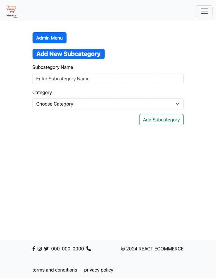 create new subcategory page