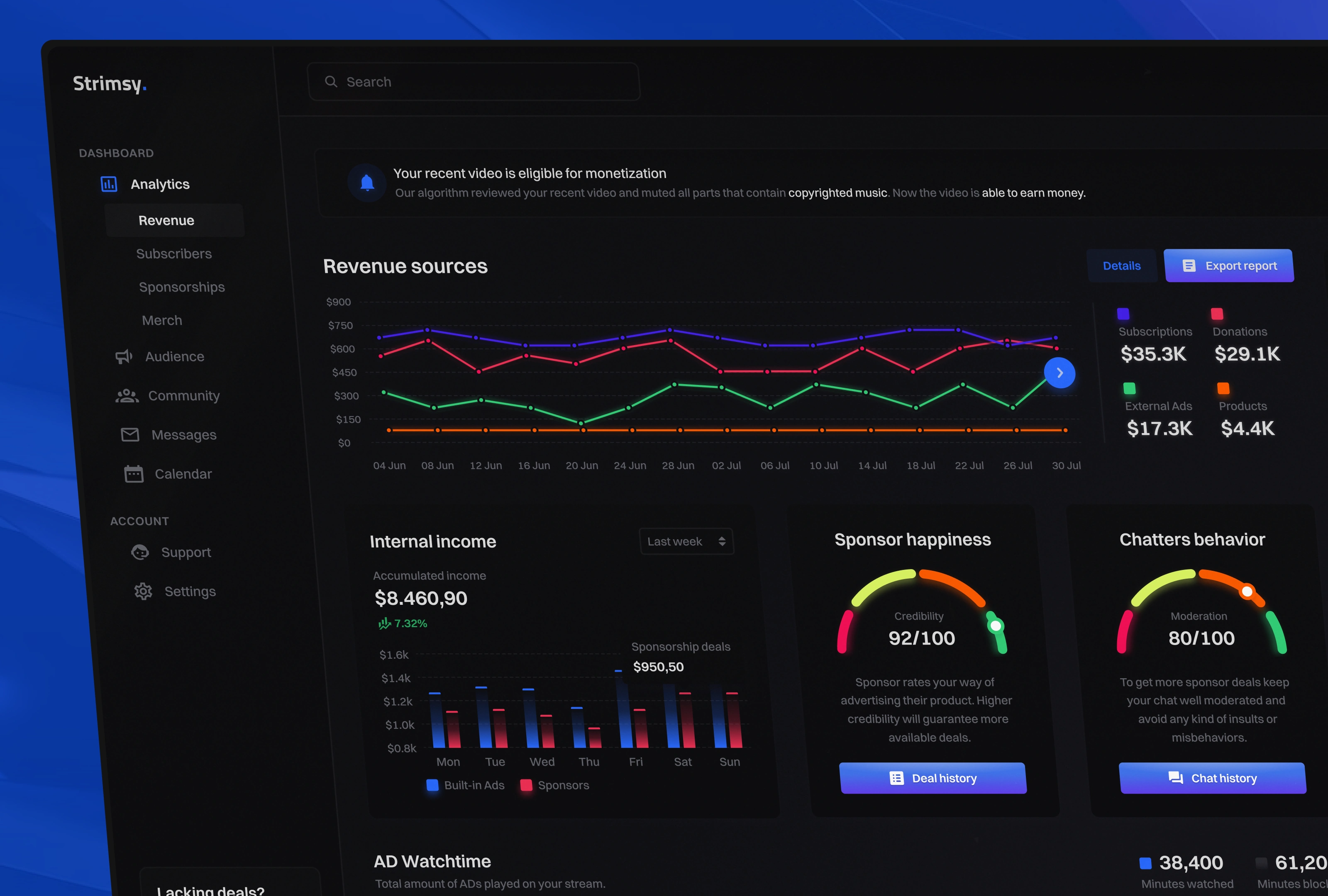 Earnings dashboard - Dark mode (Mar 2023)